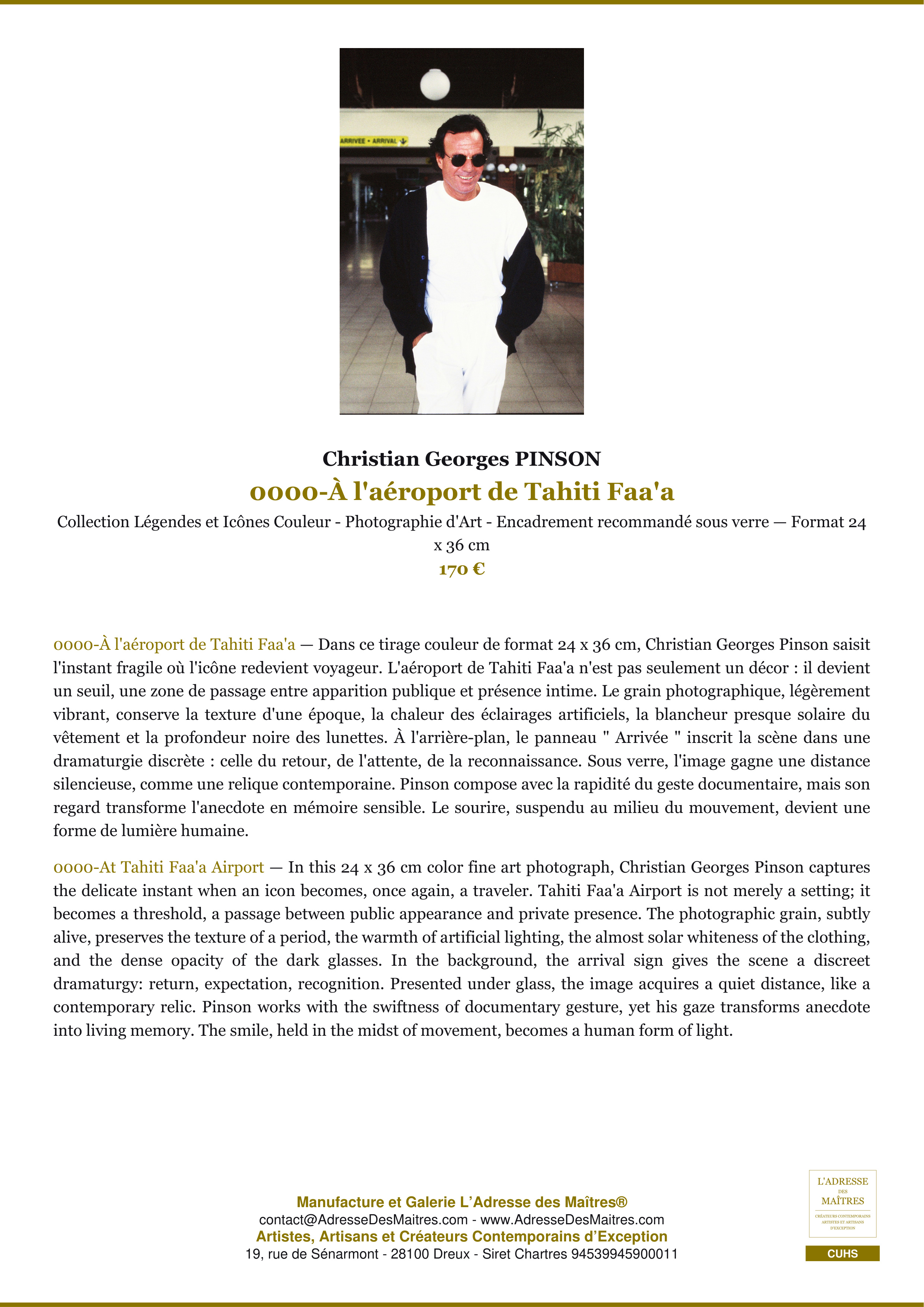 Fiche Premium — 0000-À l'aéroport de Tahiti Faa'a — Christian Georges PINSON — L'Adresse des Maîtres®