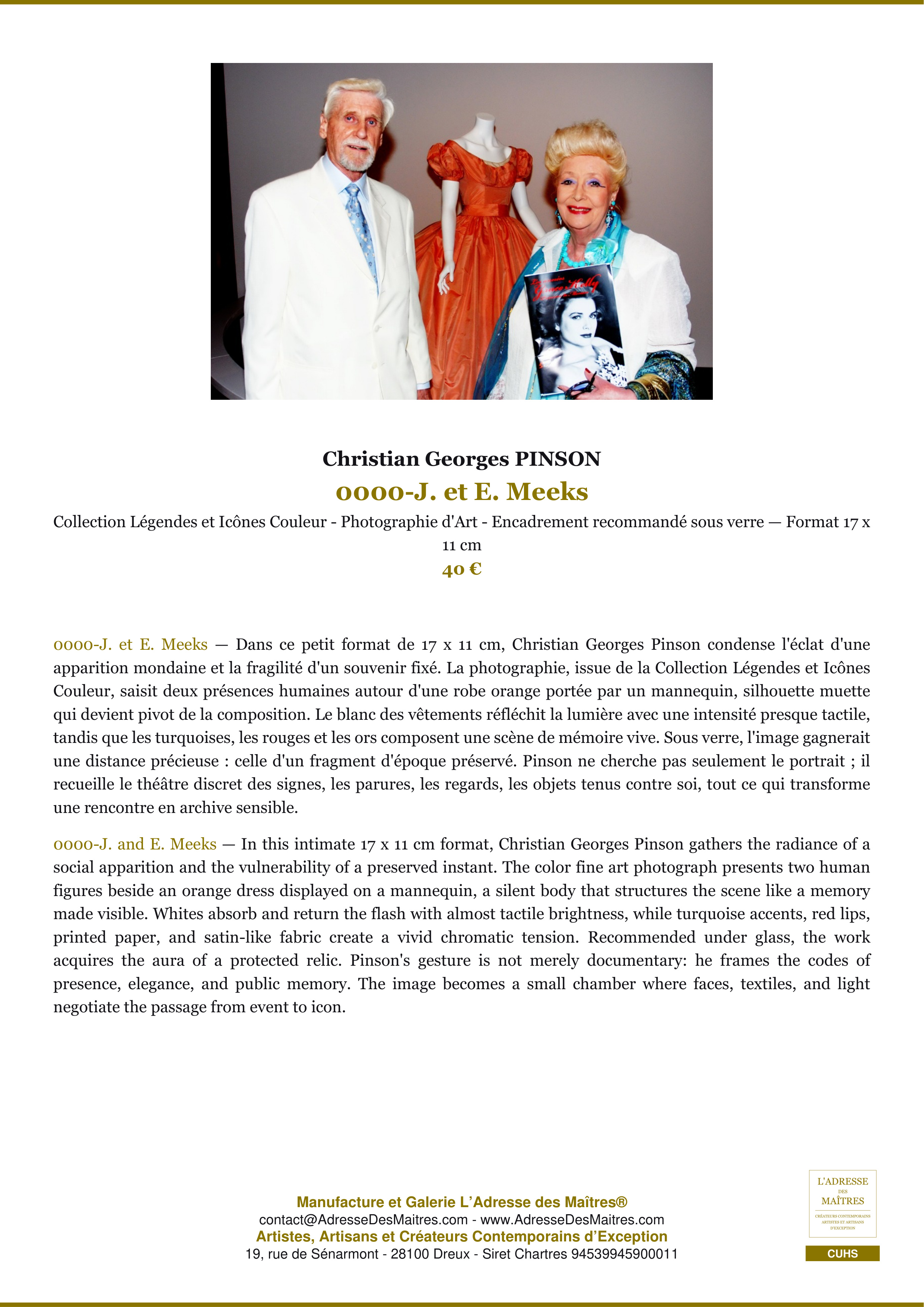 Fiche Premium — 0000-J. et E. Meeks — Christian Georges PINSON — L'Adresse des Maîtres®