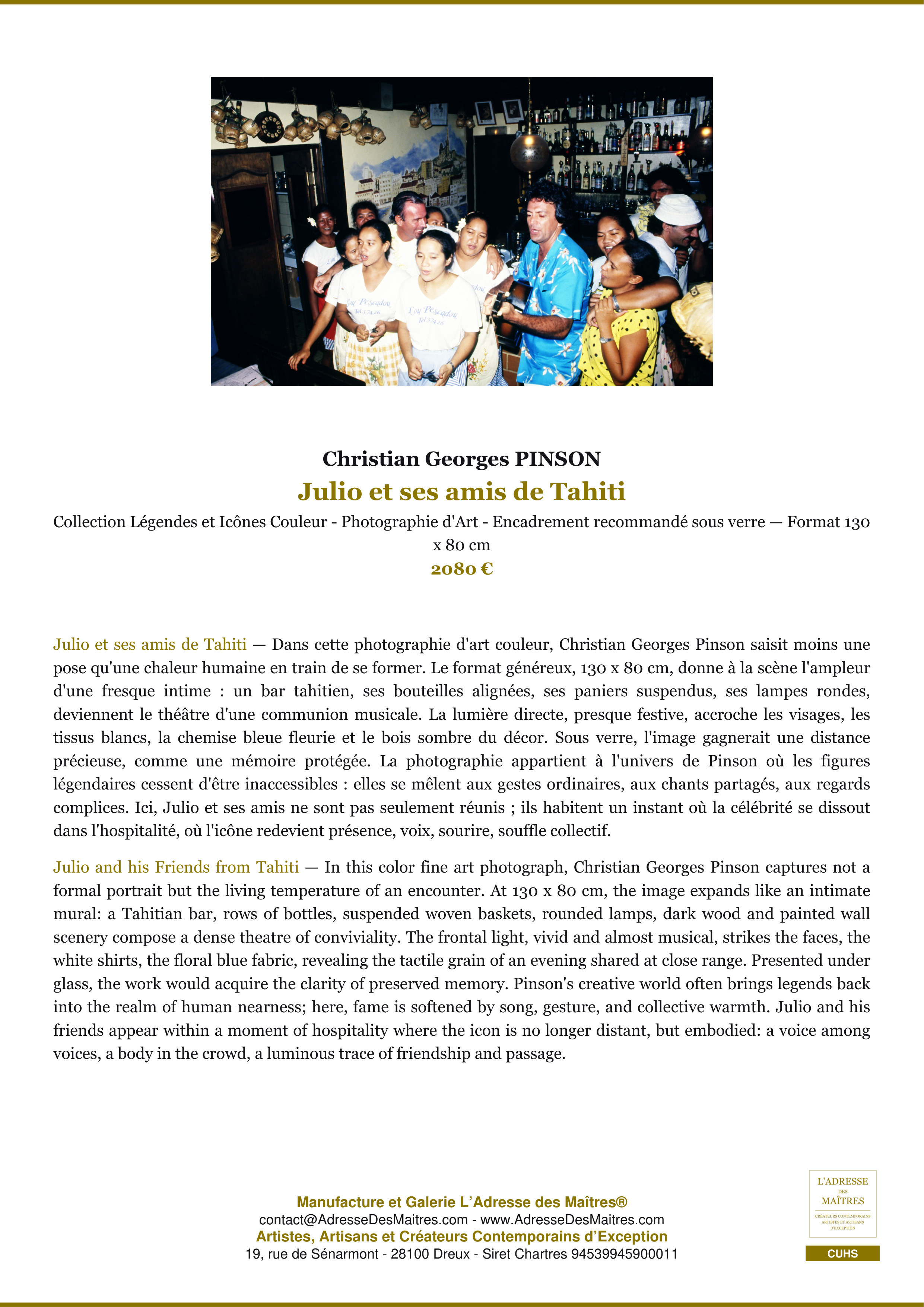 Fiche Premium — Julio et ses amis de Tahiti — Christian Georges PINSON — L'Adresse des Maîtres®