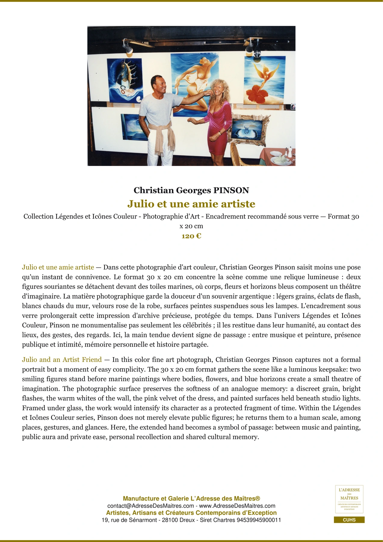 Fiche Premium - Julio et une amie artiste - Christian Georges PINSON - L'Adresse des Maîtres®