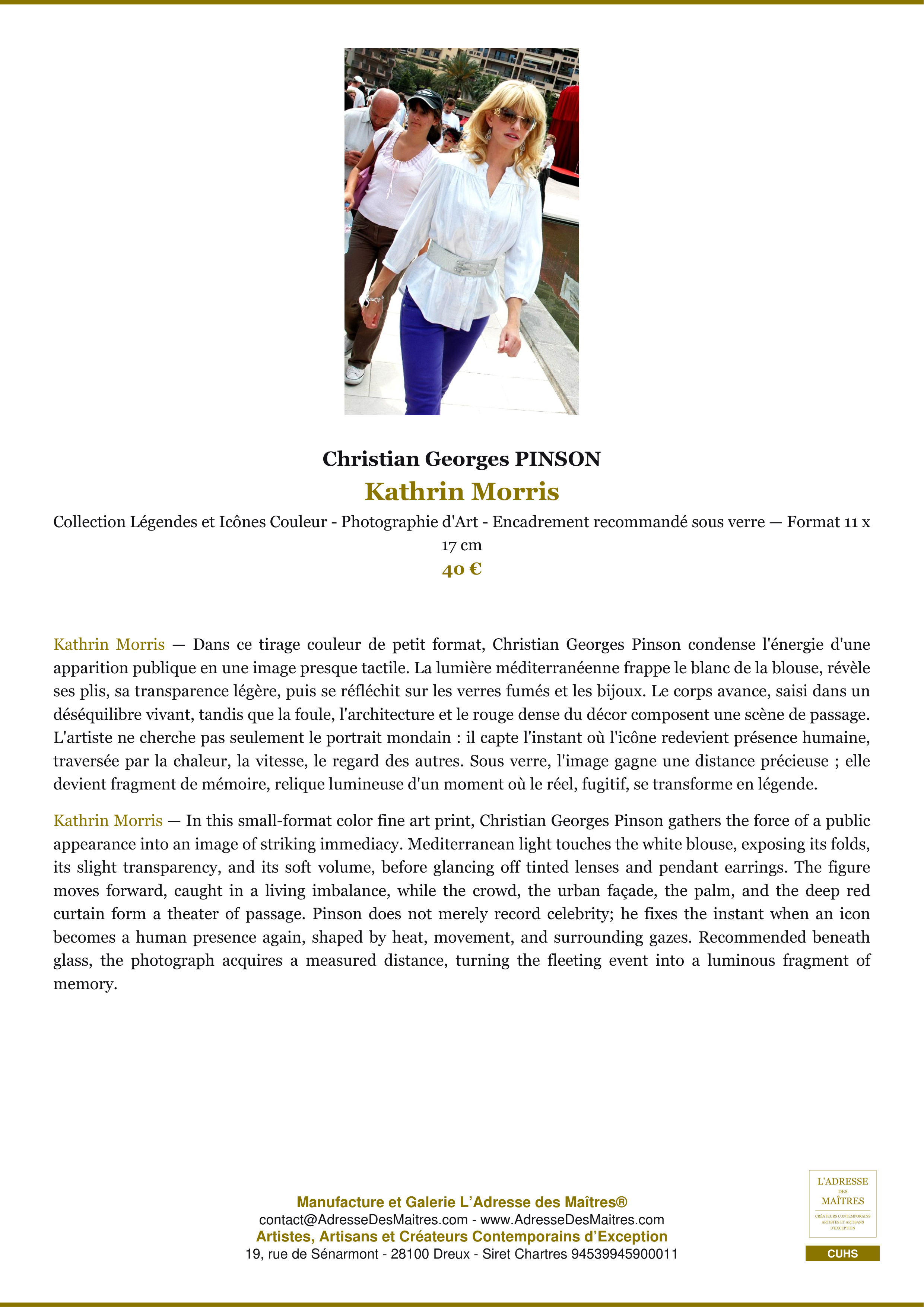Fiche Premium — Kathrin Morris — Christian Georges PINSON — L'Adresse des Maîtres®