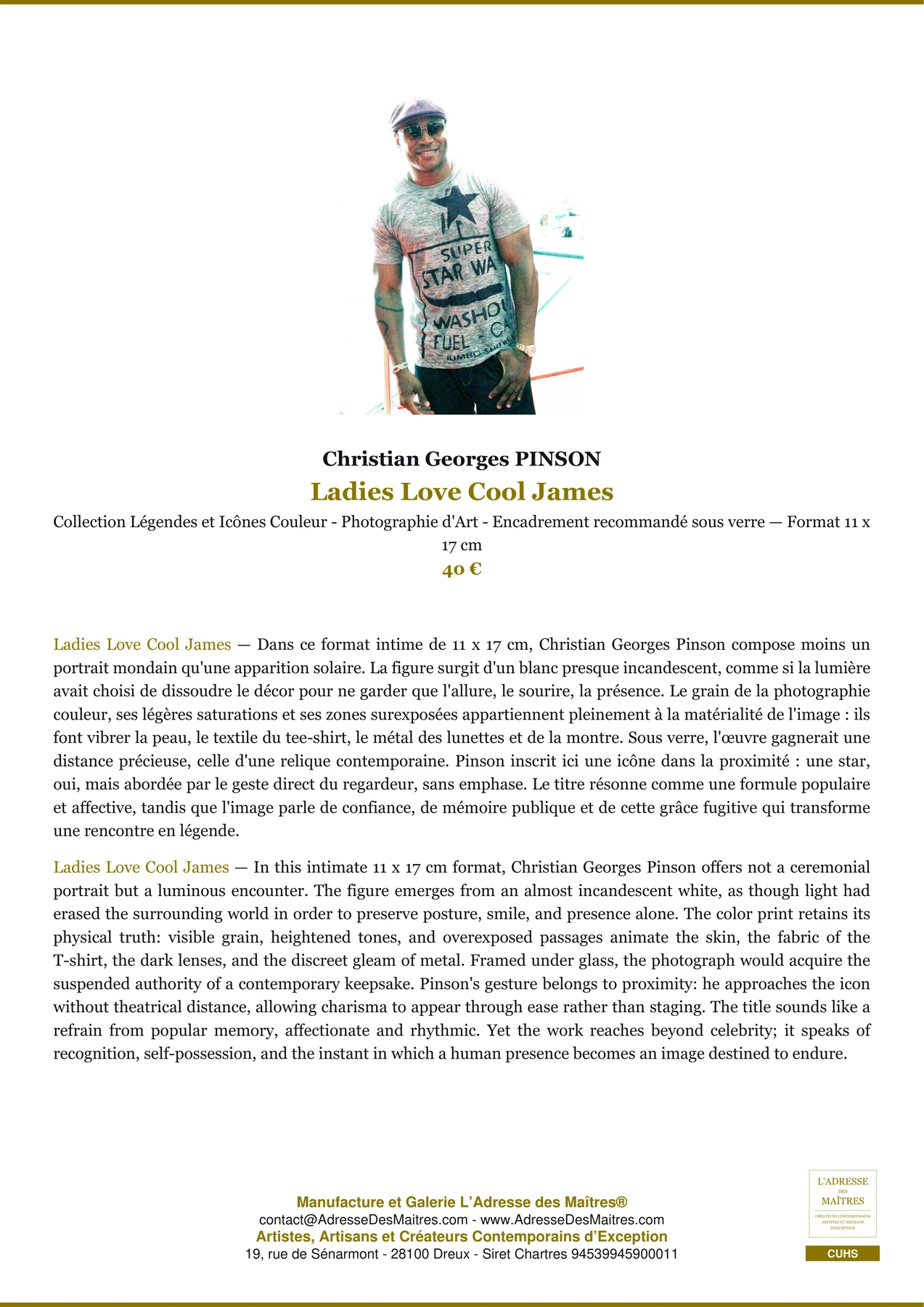 Fiche Premium - Ladies Love Cool James - Christian Georges PINSON - L'Adresse des Maîtres®
