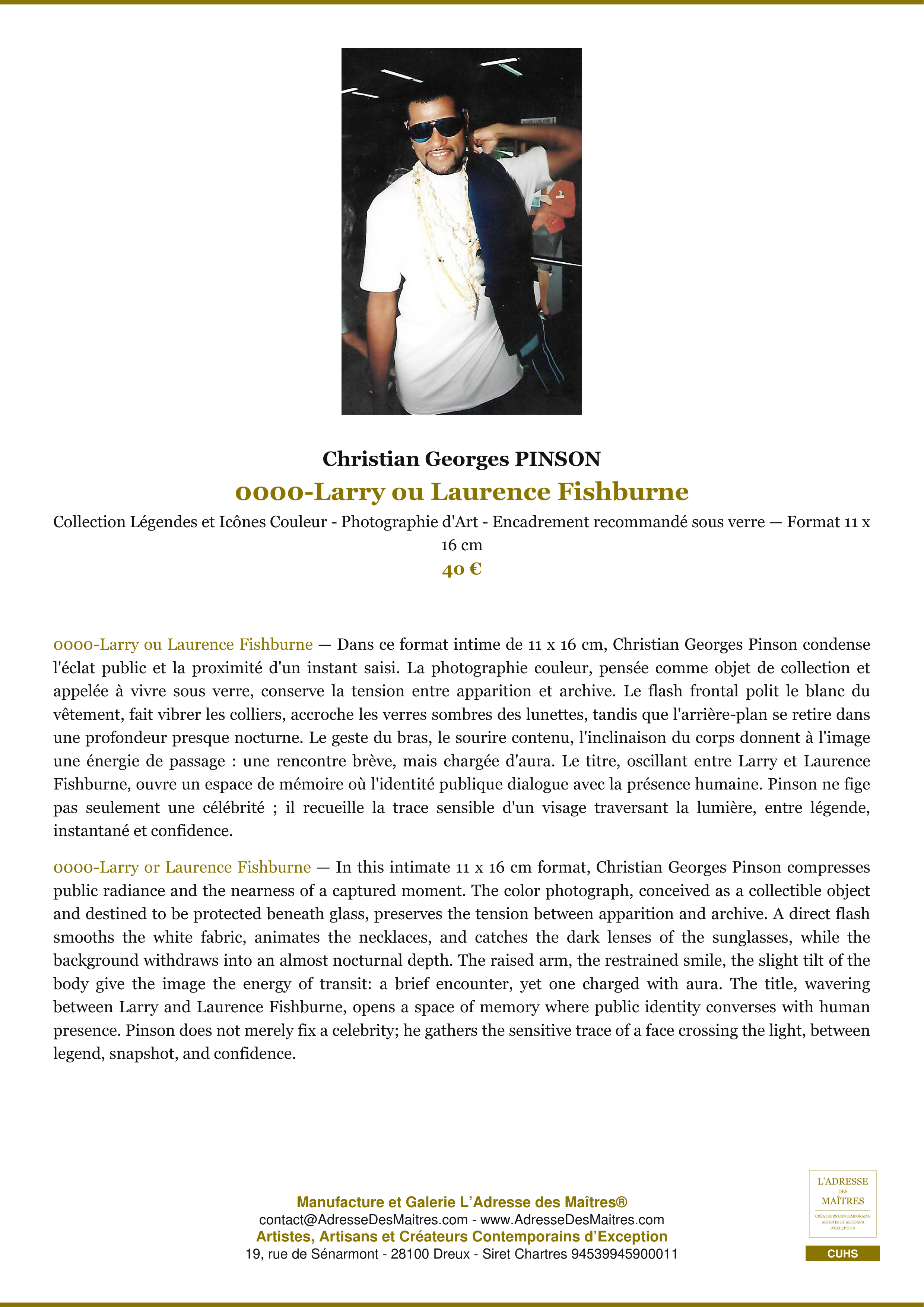 Fiche Premium — 0000-Larry ou Laurence Fishburne — Christian Georges PINSON — L'Adresse des Maîtres®