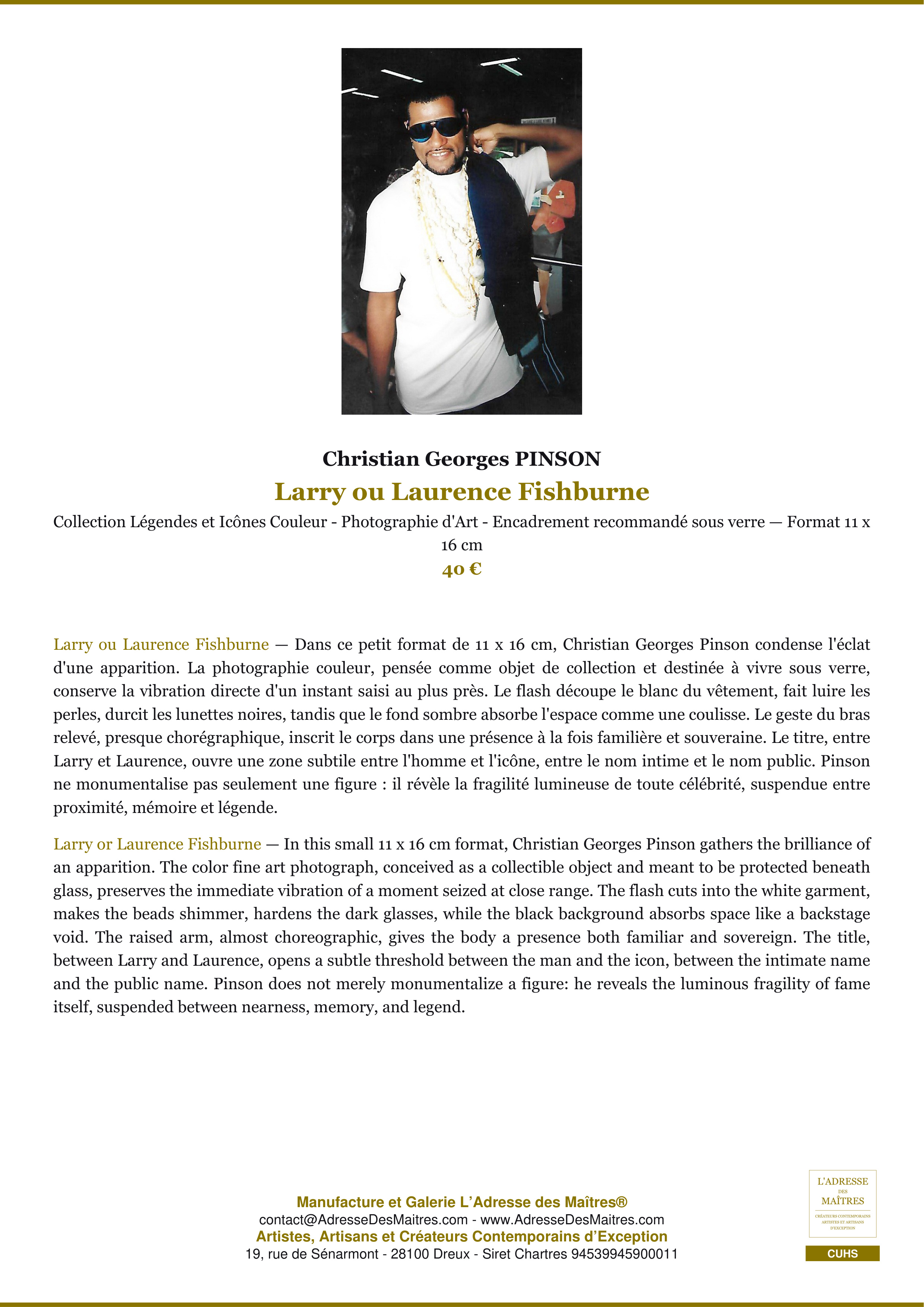 Fiche Premium — Larry ou Laurence Fishburne — Christian Georges PINSON — L'Adresse des Maîtres®