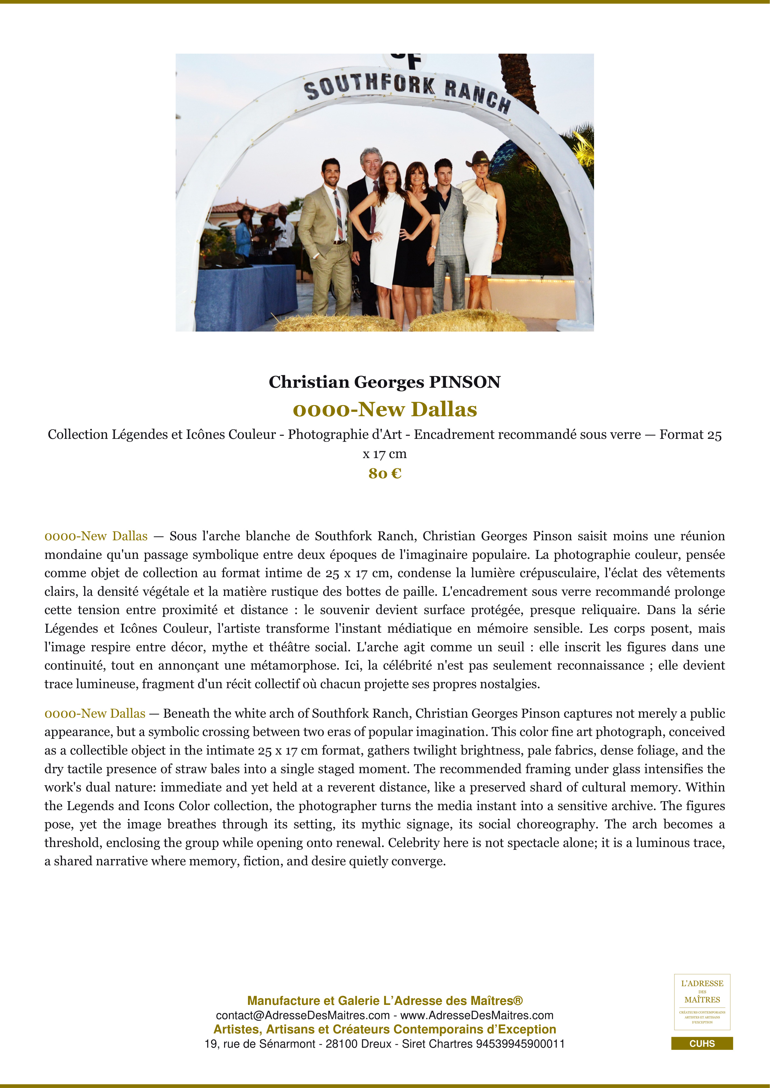 Fiche Premium — 0000-New Dallas — Christian Georges PINSON — L'Adresse des Maîtres®