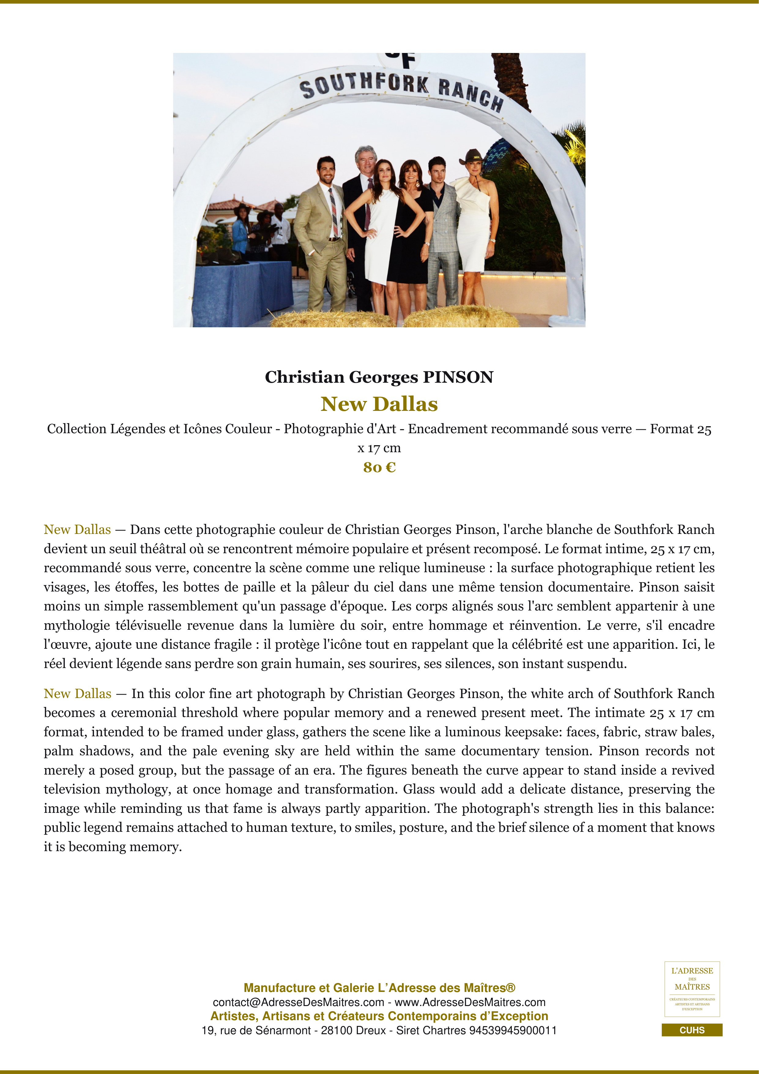 Fiche Premium — New Dallas — Christian Georges PINSON — L'Adresse des Maîtres®