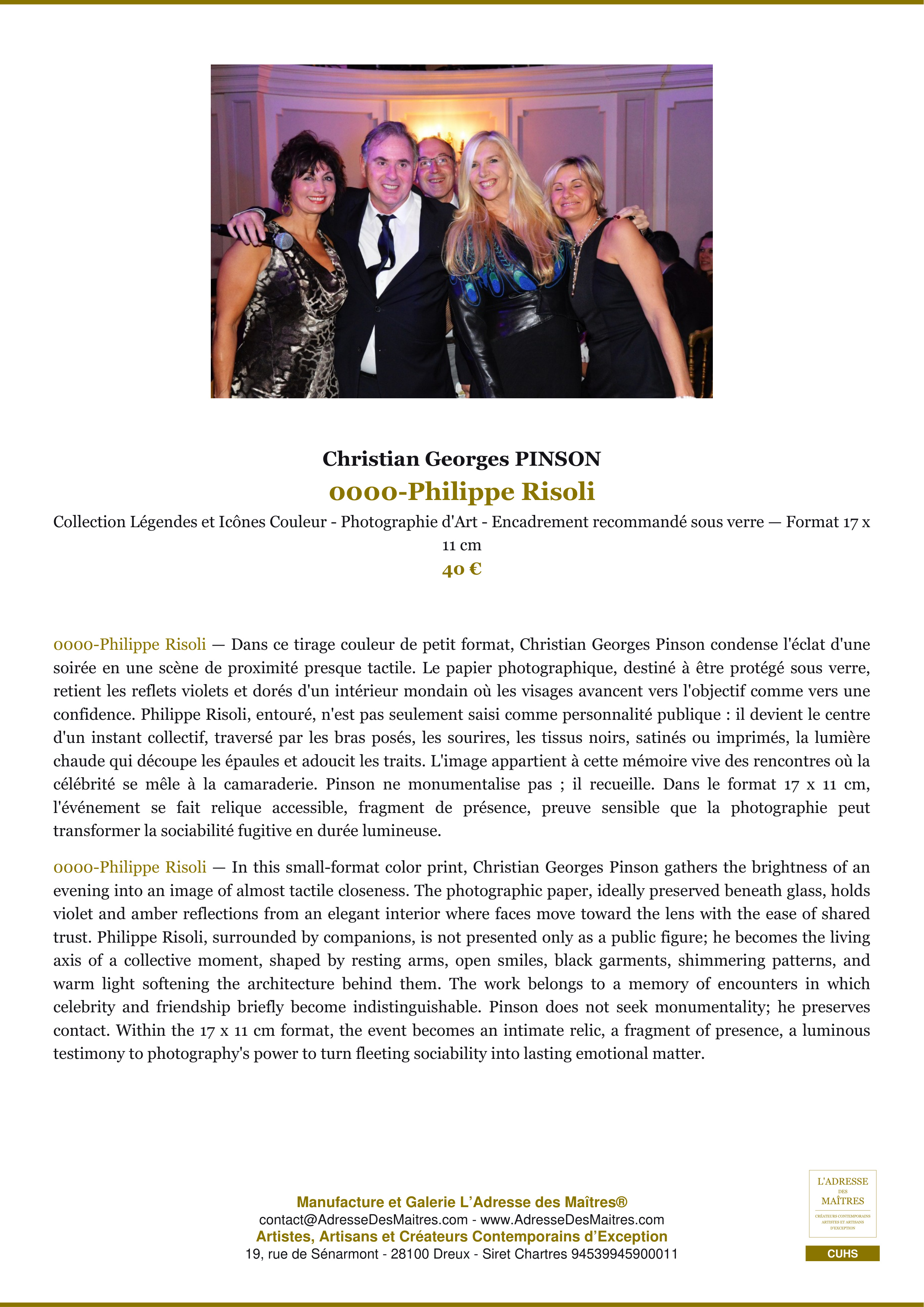 Fiche Premium — 0000-Philippe Risoli — Christian Georges PINSON — L'Adresse des Maîtres®