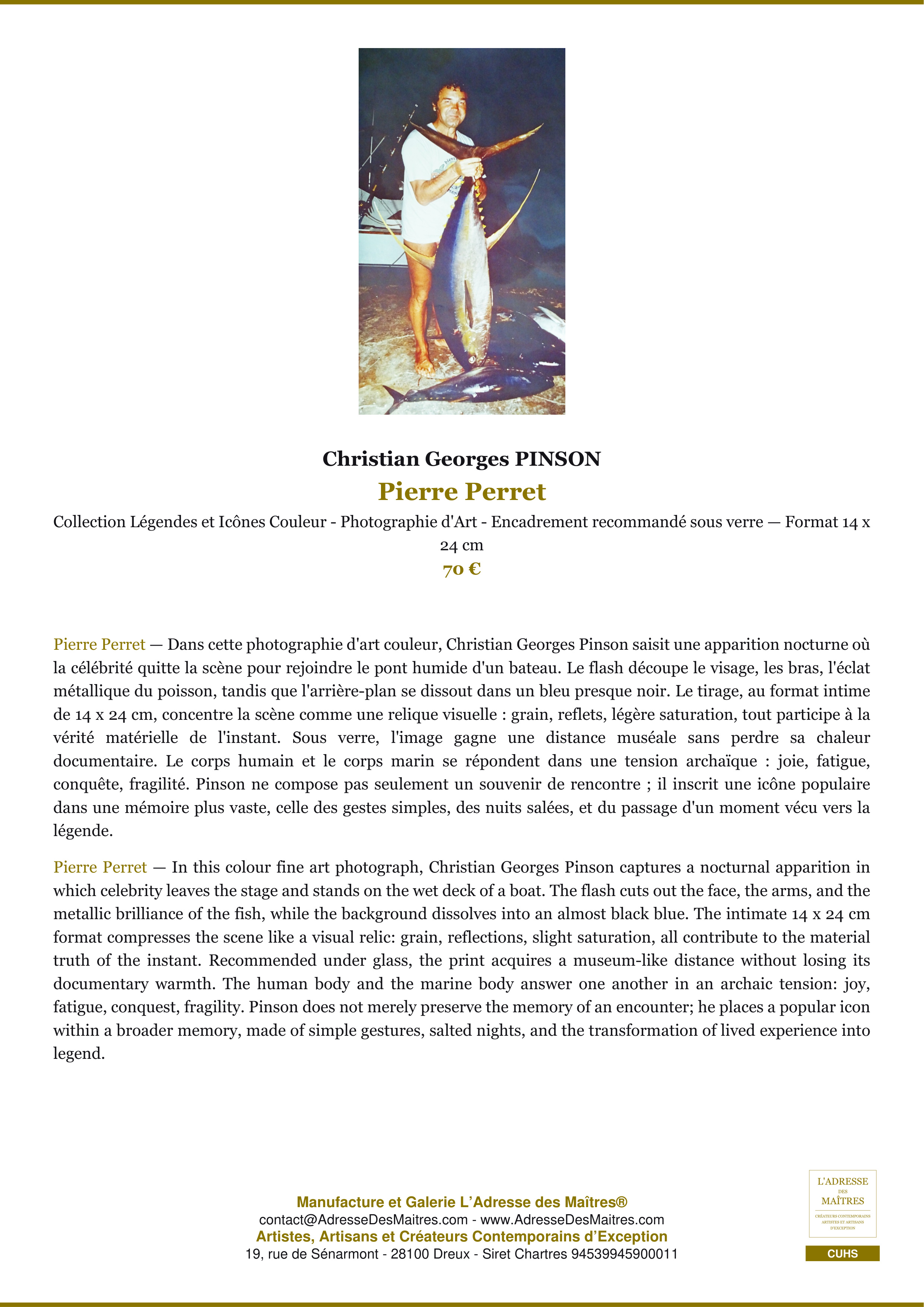 Fiche Premium — Pierre Perret — Christian Georges PINSON — L'Adresse des Maîtres®