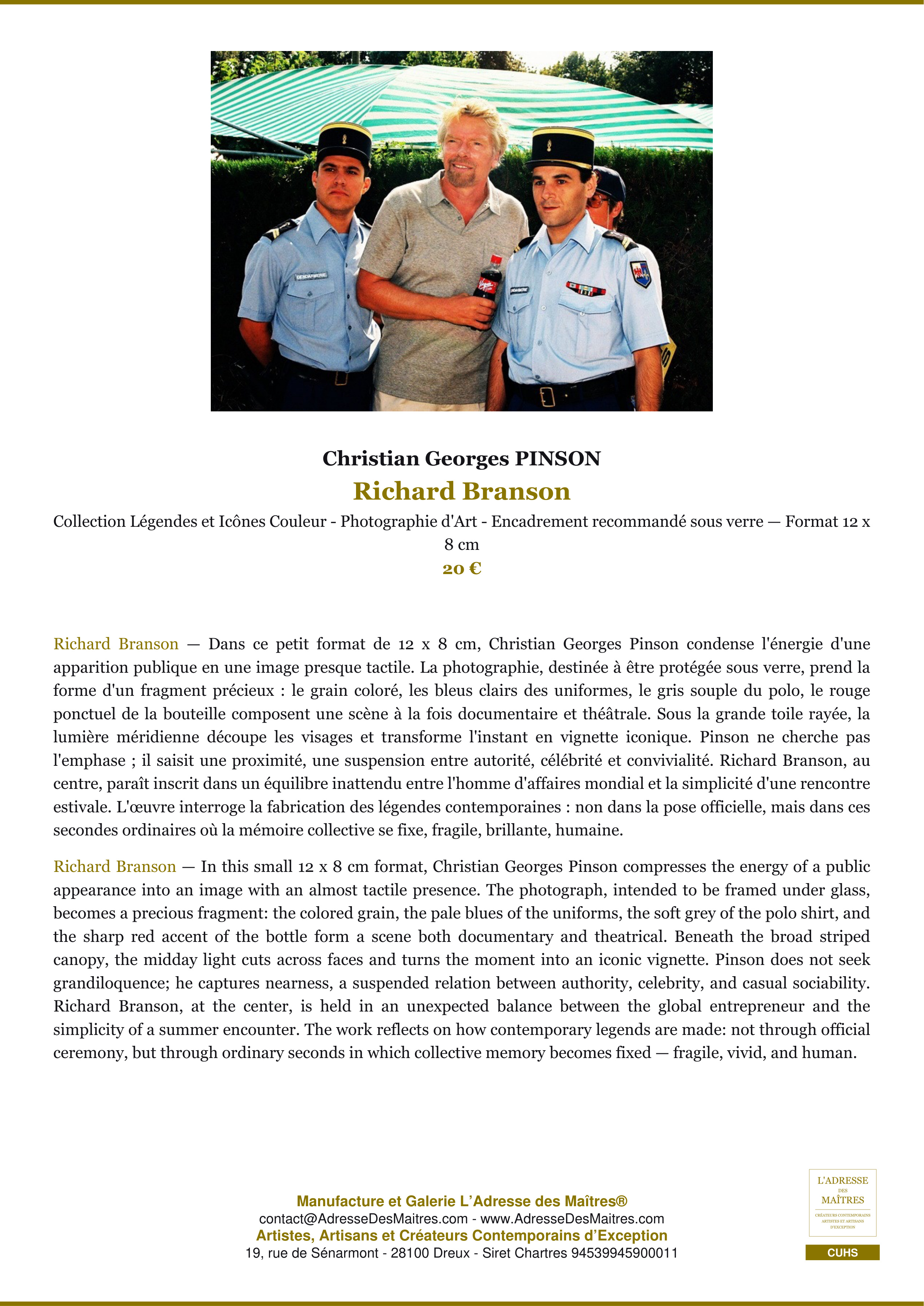 Fiche Premium — Richard Branson — Christian Georges PINSON — L'Adresse des Maîtres®