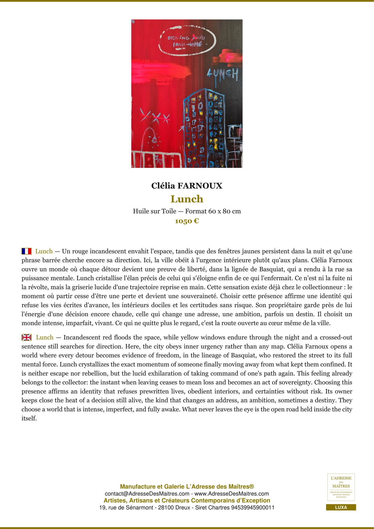 Fiche Premium - Lunch - Clélia FARNOUX - L'Adresse des Maîtres®