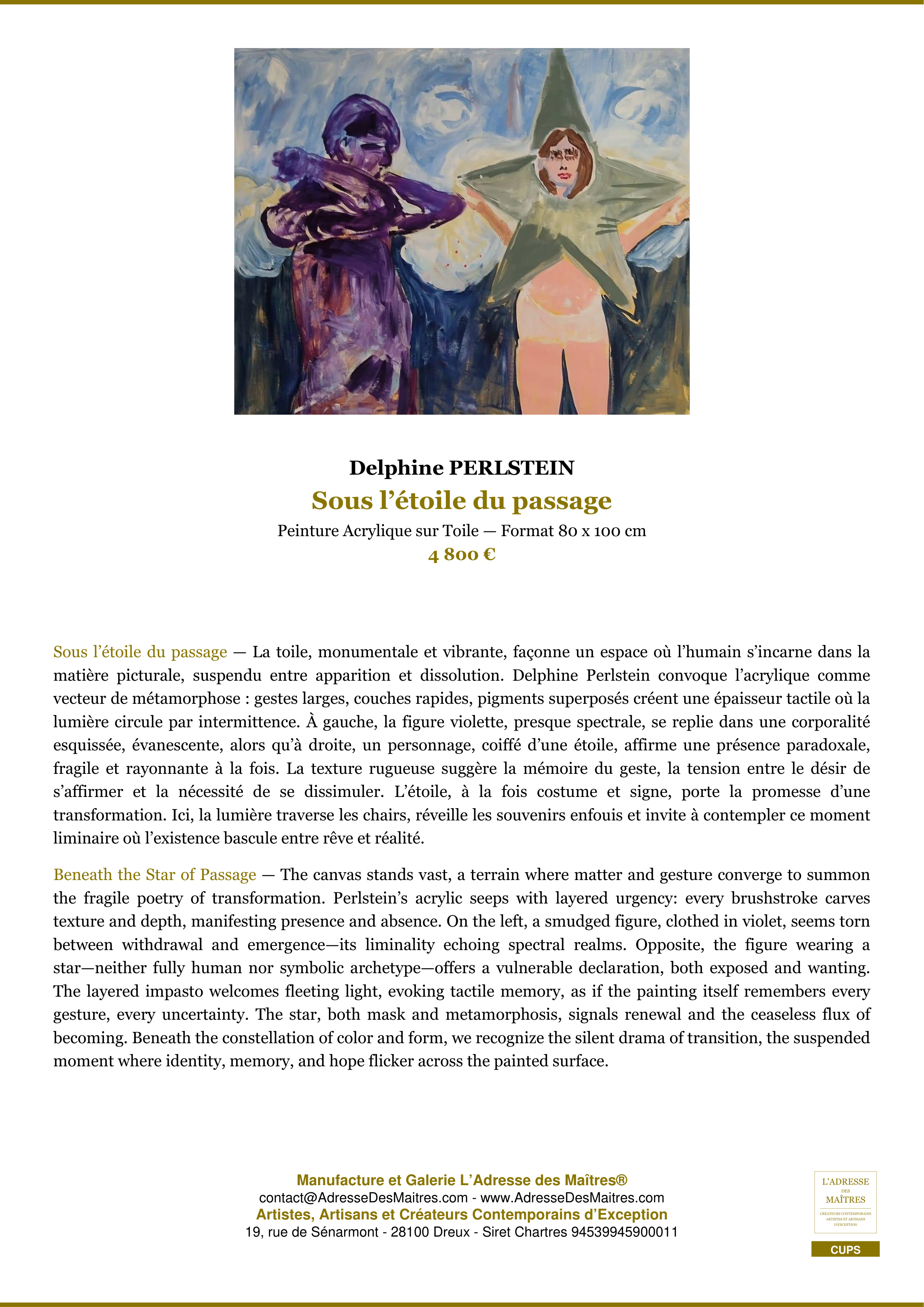 Fiche Premium — Sous l’étoile du passage — Delphine PERLSTEIN — L'Adresse des Maîtres®