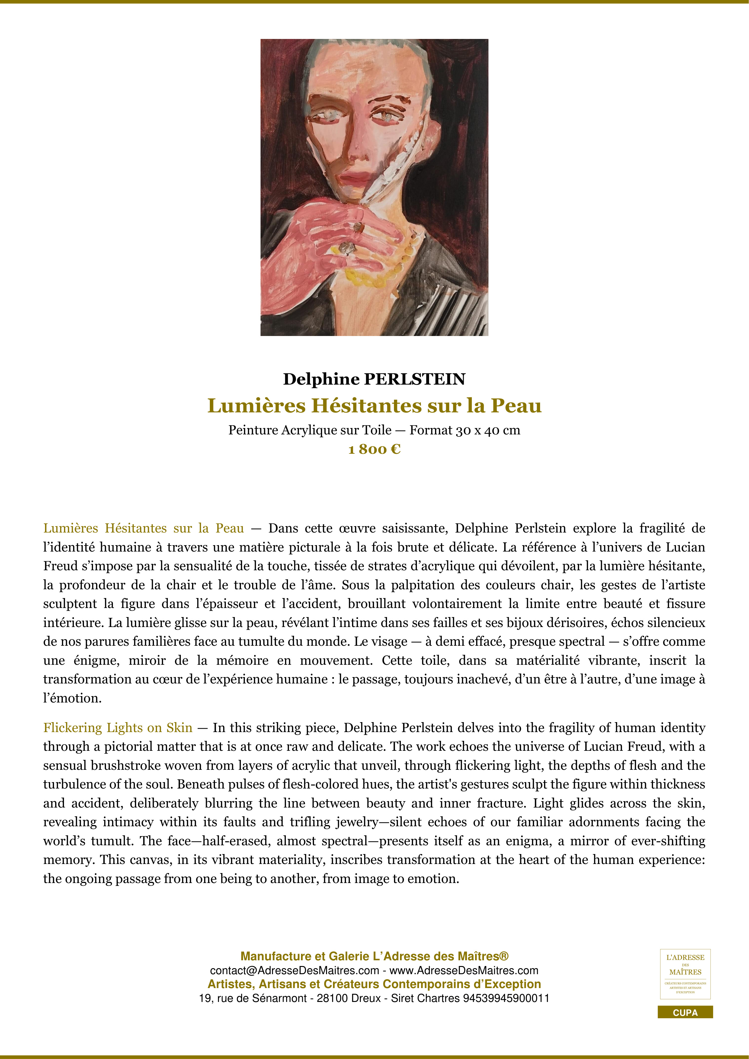 Fiche Premium — Lumières Hésitantes sur la Peau — Delphine PERLSTEIN — L'Adresse des Maîtres®