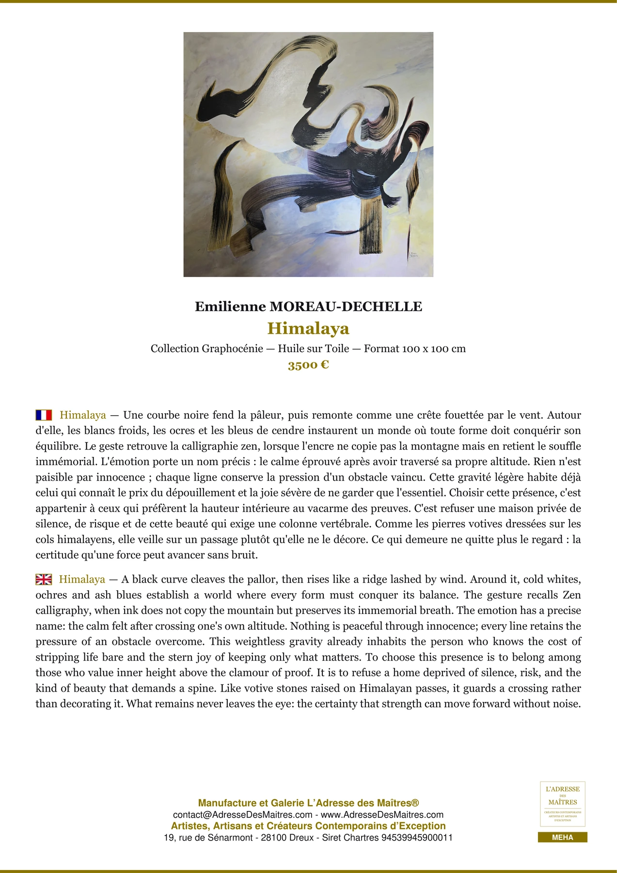 Fiche Premium - Himalaya - Emilienne MOREAU-DECHELLE - L'Adresse des Maîtres®