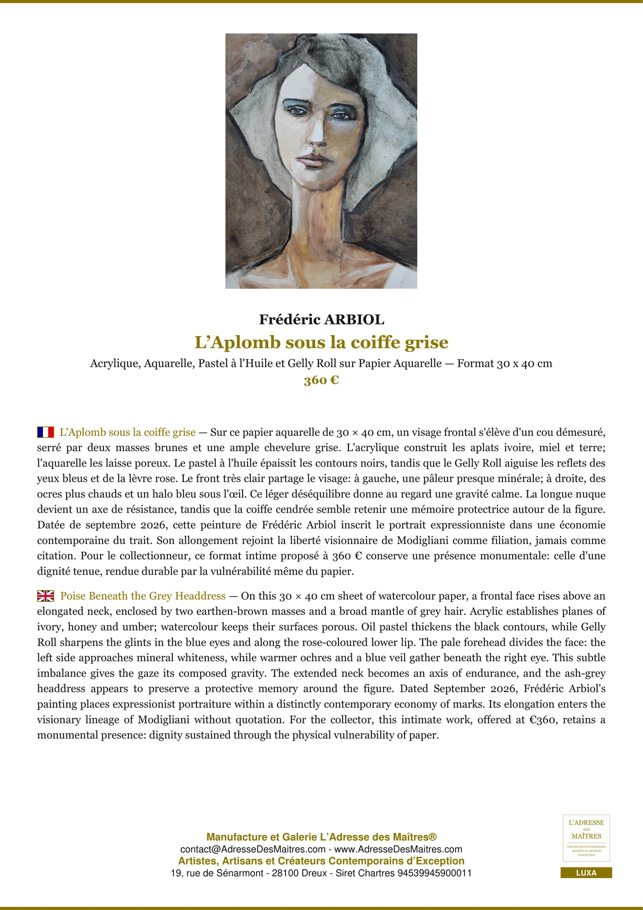 Fiche Premium - L’Aplomb sous la coiffe grise - Frédéric ARBIOL - L'Adresse des Maîtres®