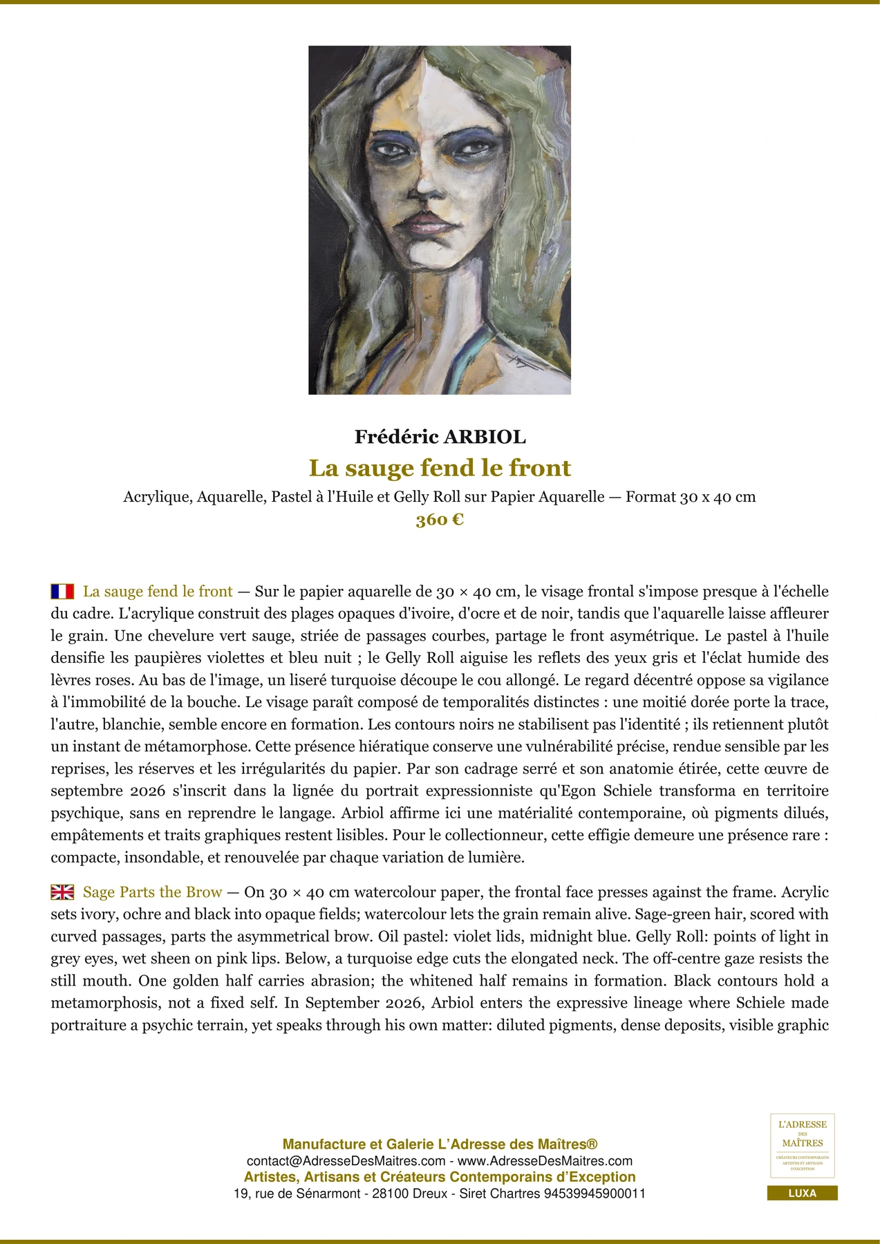 Fiche Premium - La sauge fend le front - Frédéric ARBIOL - L'Adresse des Maîtres®