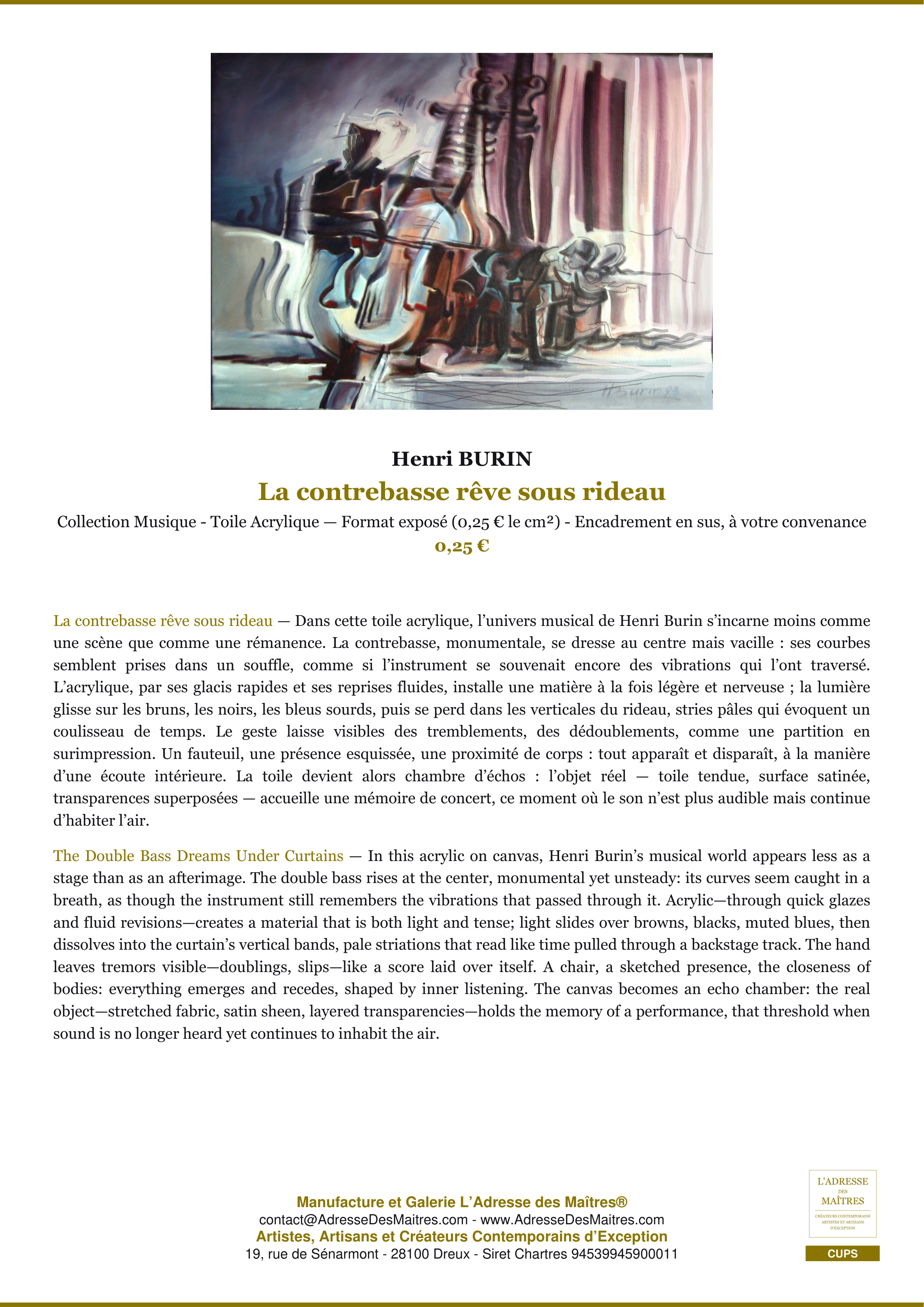 El contrabajo sueña tras el telón — Henri BURIN