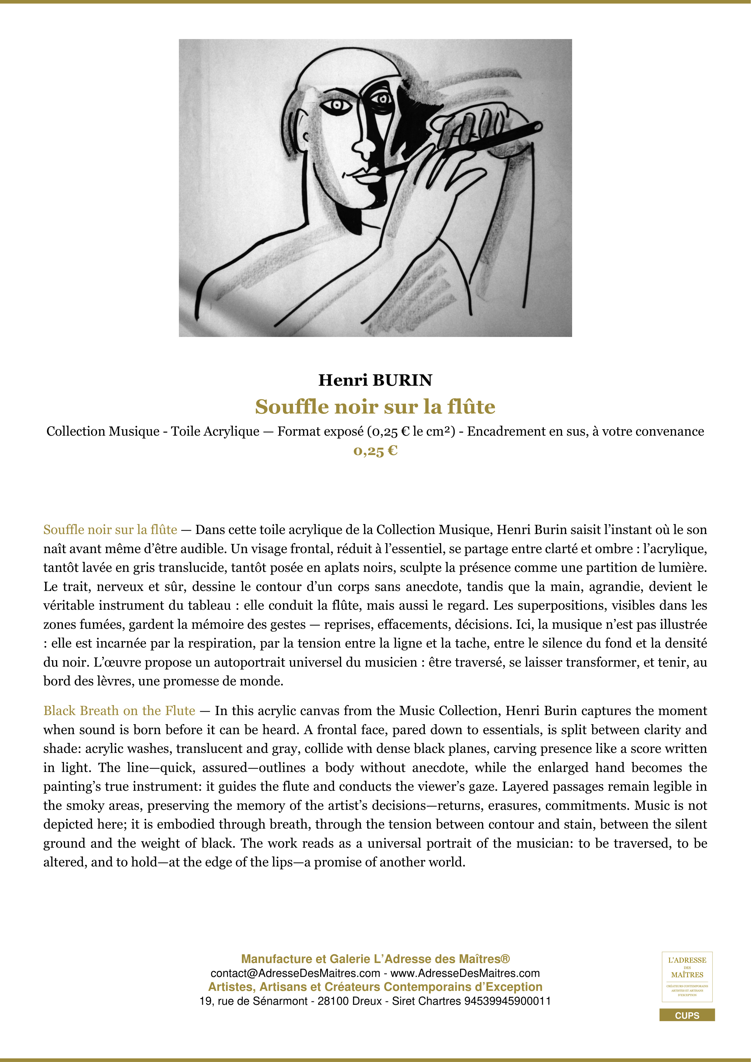 Fiche Premium — Souffle noir sur la flûte — Henri BURIN — L'Adresse des Maîtres®