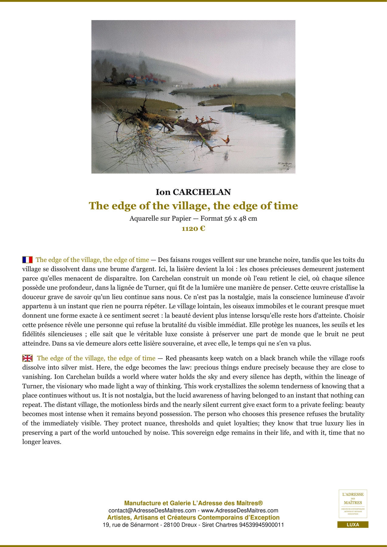Fiche Premium - The edge of the village, the edge of time - Ion CARCHELAN - L'Adresse des Maîtres®