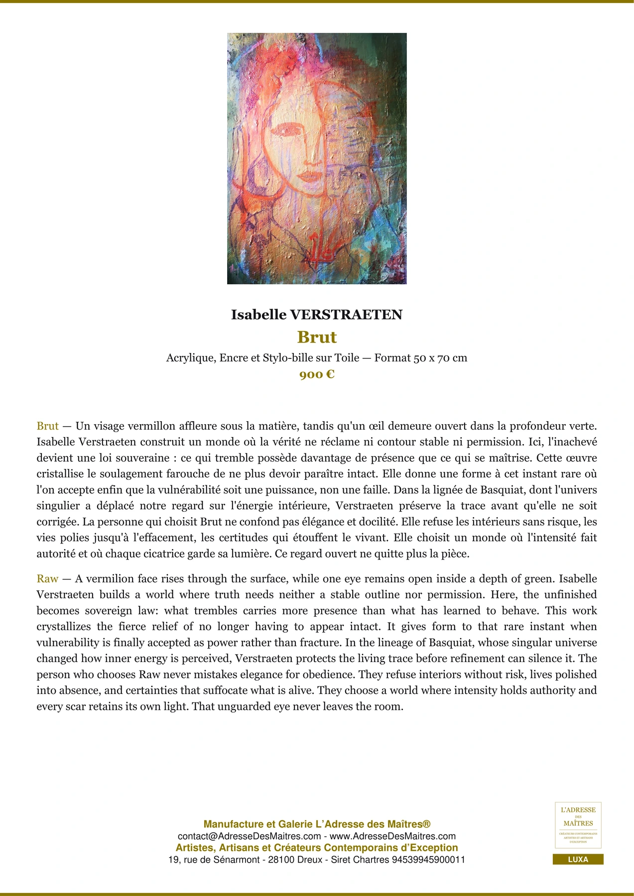 Brut, Isabelle VERSTRAETEN