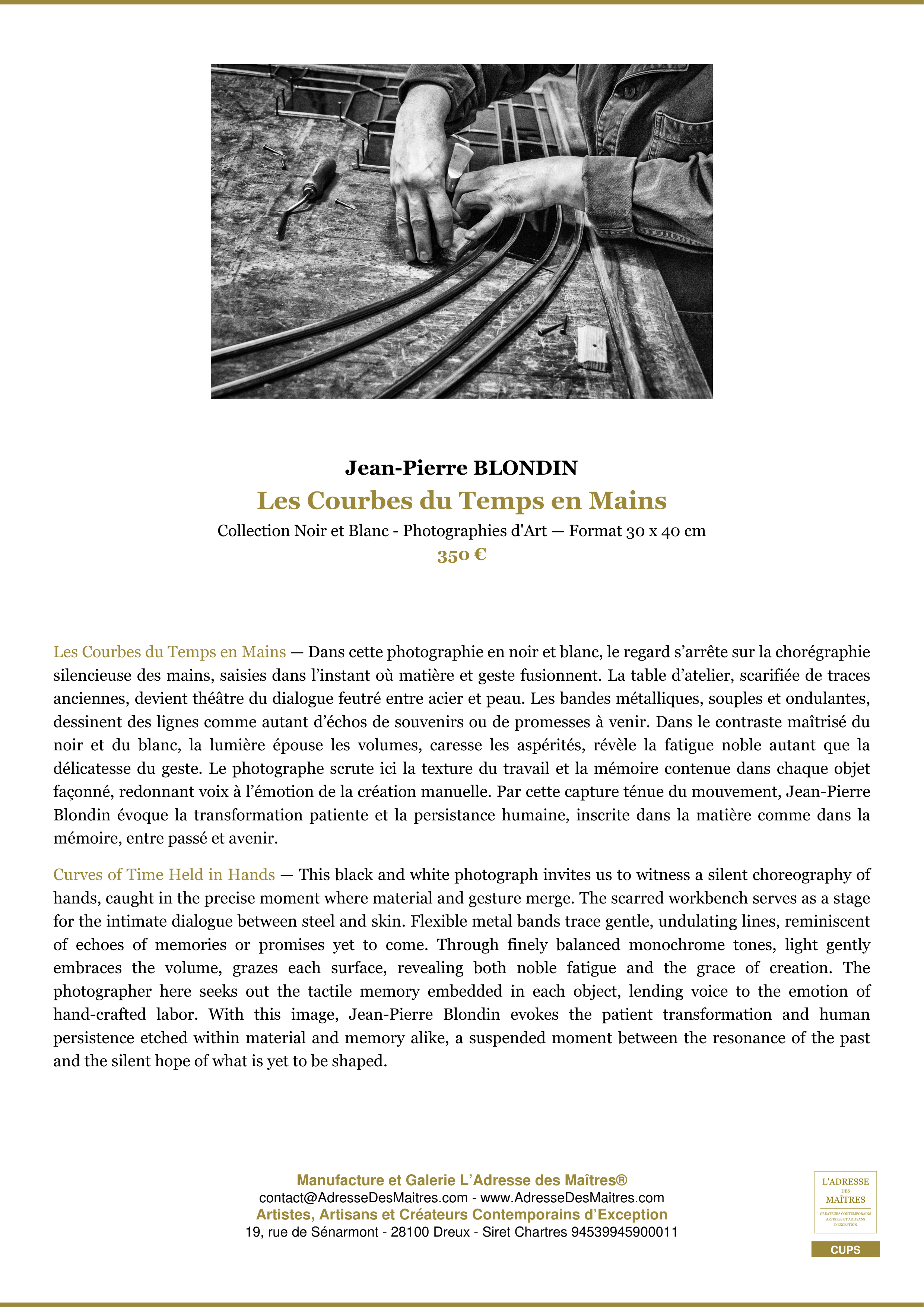 Fiche Premium — Les Courbes du Temps en Mains — Jean-Pierre BLONDIN — L'Adresse des Maîtres®