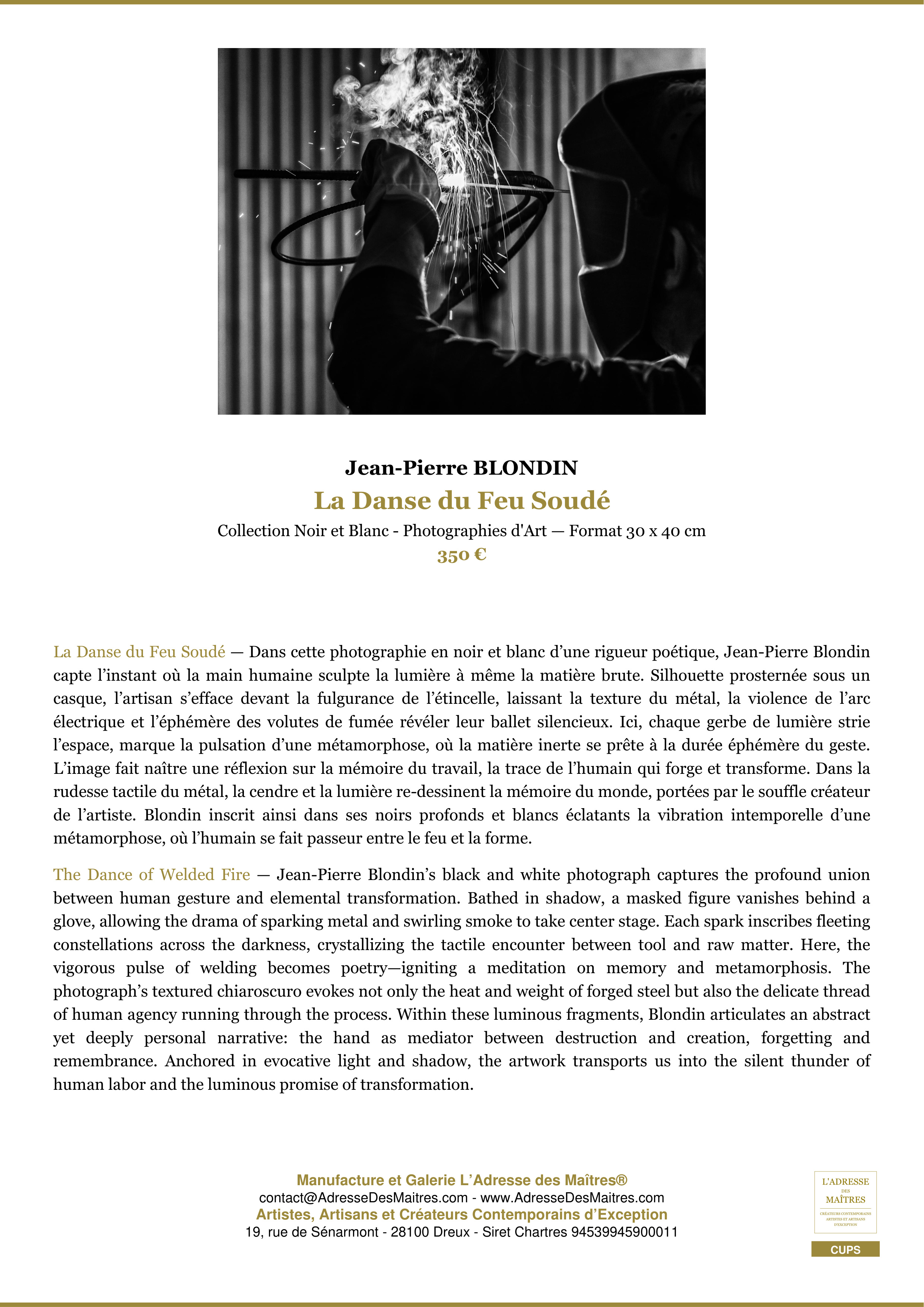 Fiche Premium — La Danse du Feu Soudé — Jean-Pierre BLONDIN — L'Adresse des Maîtres®