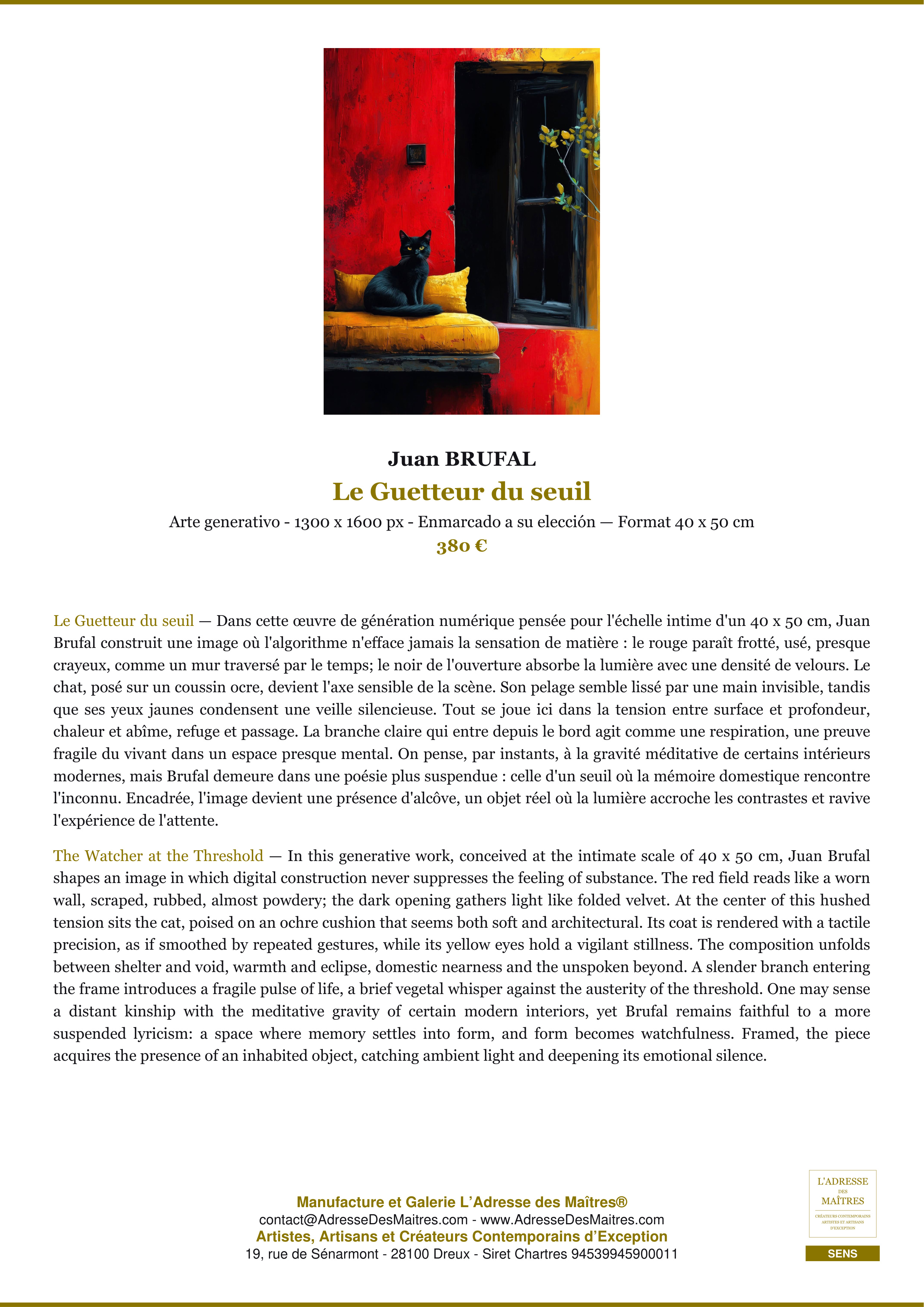 Fiche Premium — Le Guetteur du seuil — Juan BRUFAL — L'Adresse des Maîtres®