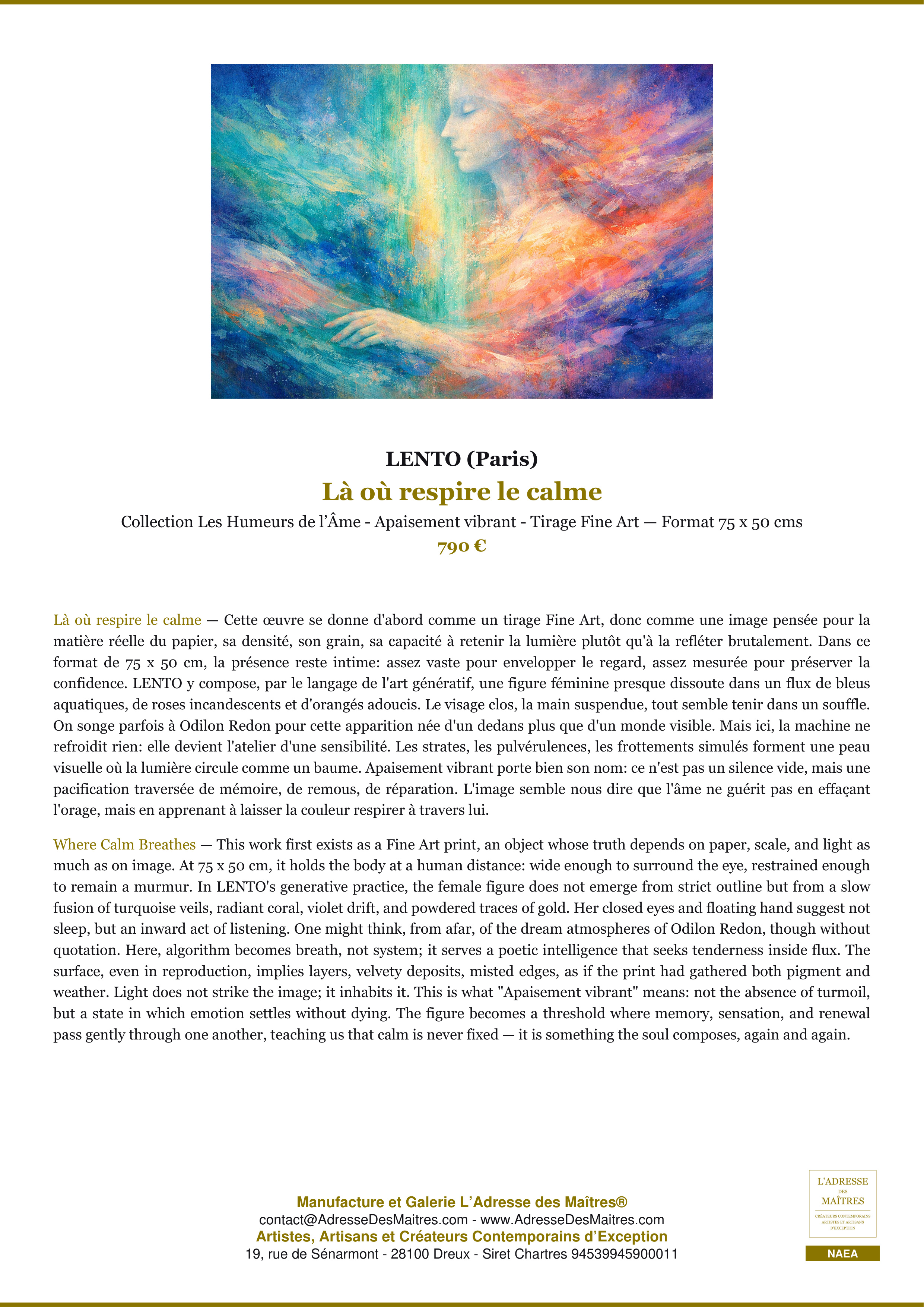 Fiche Premium — Là où respire le calme — LENTO (Paris) — L'Adresse des Maîtres®