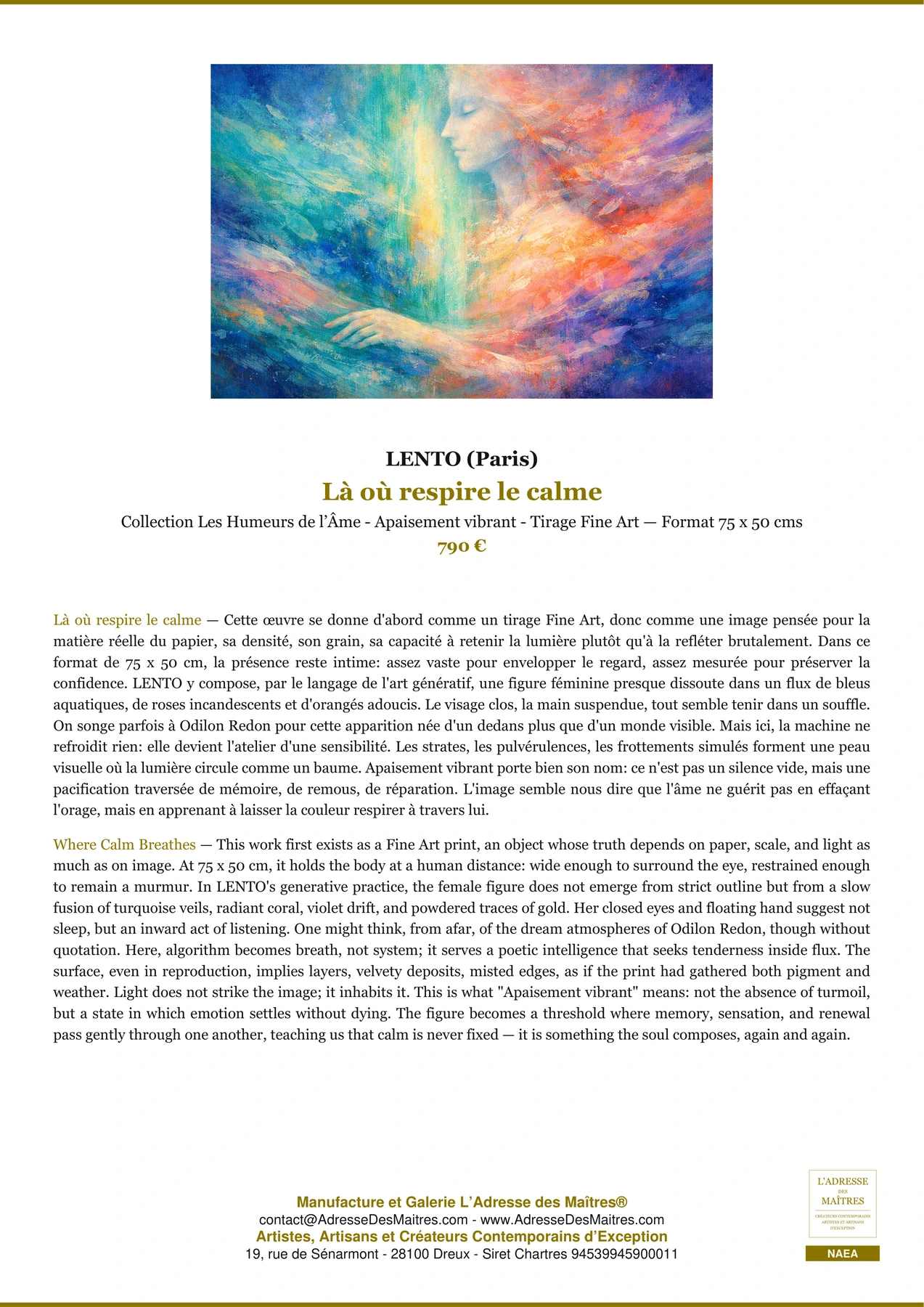 Fiche Premium — Là où respire le calme — LENTO (Paris) — L'Adresse des Maîtres®