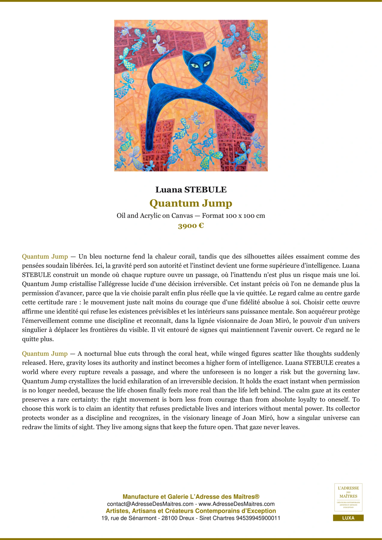 Fiche Premium - Quantum Jump - Luana STEBULE - L'Adresse des Maîtres®