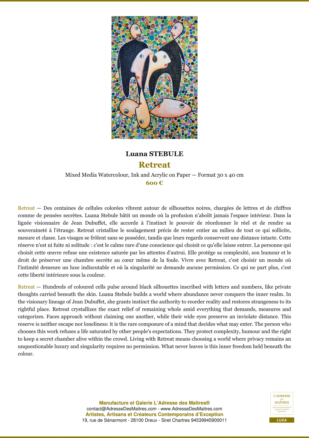 Fiche Premium - Retreat - Luana STEBULE - L'Adresse des Maîtres®