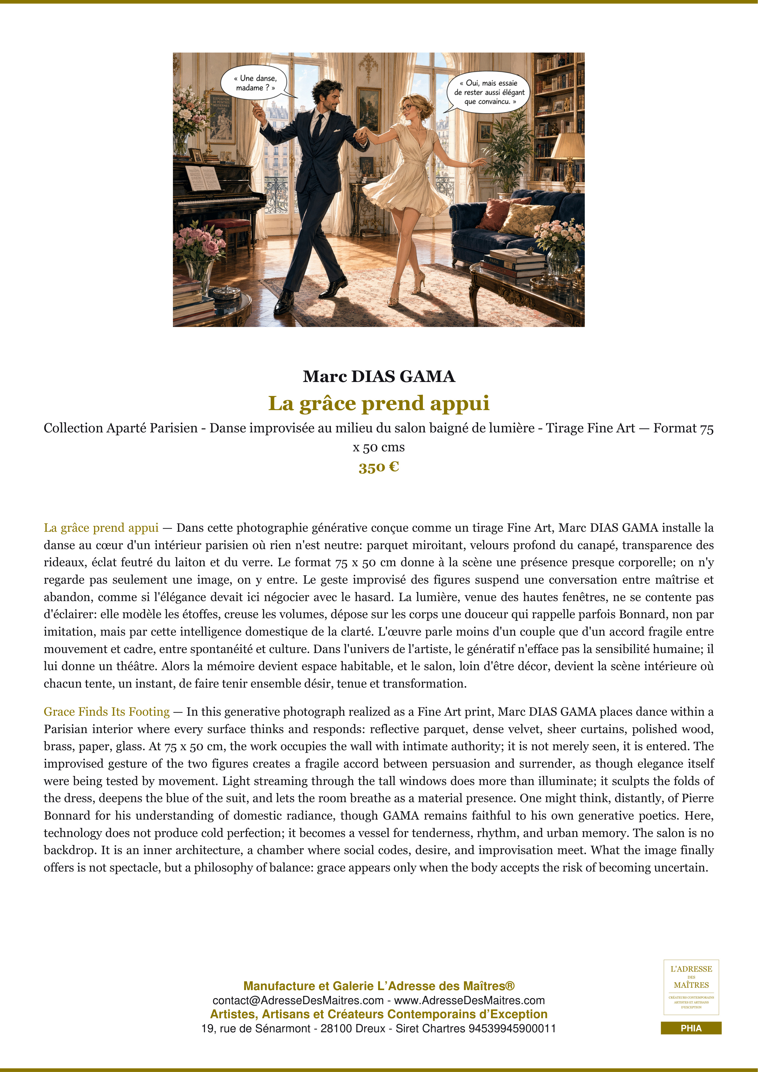 Fiche Premium — La grâce prend appui — Marc DIAS GAMA — L'Adresse des Maîtres®