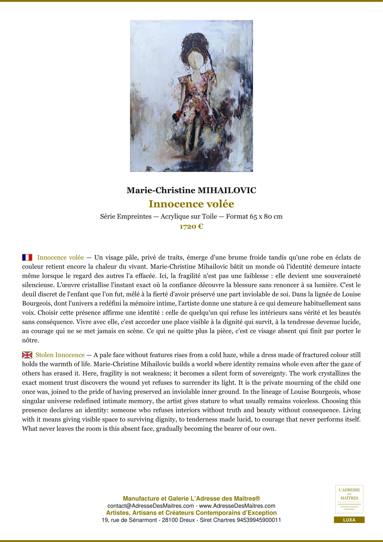 Innocence volée, Marie-Christine MIHAILOVIC