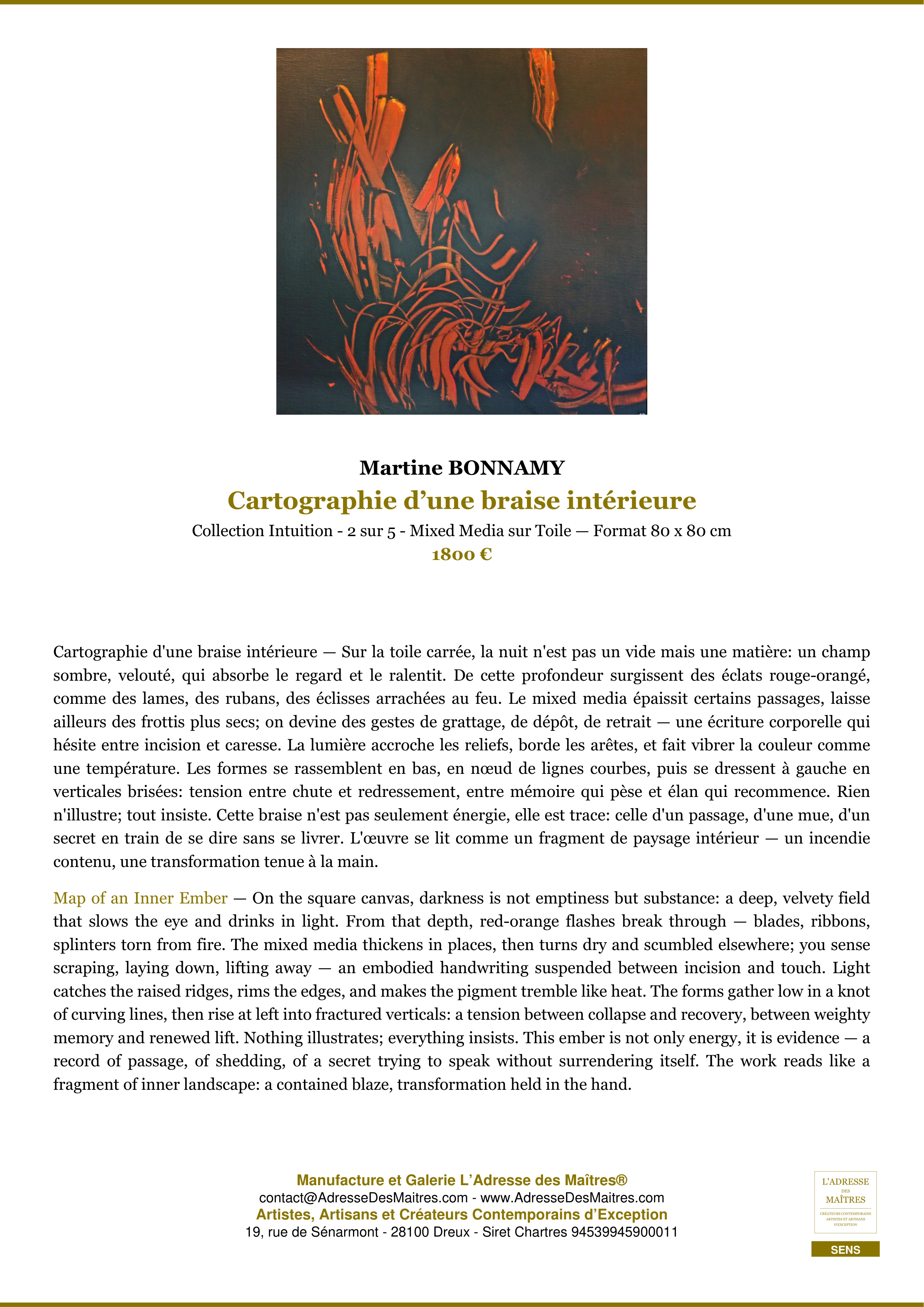 Fiche Premium — Cartographie d’une braise intérieure — Martine BONNAMY — L'Adresse des Maîtres®