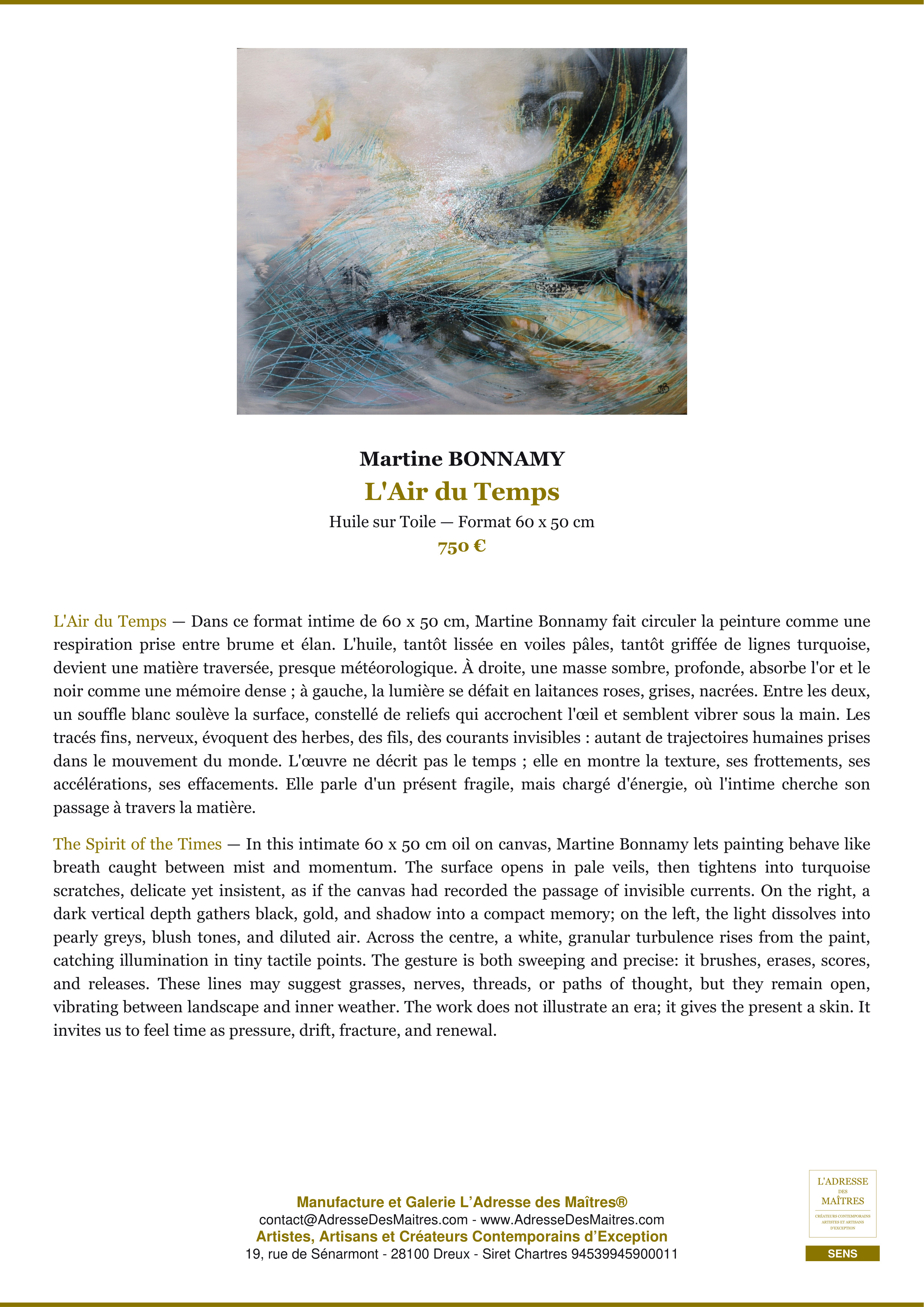Fiche Premium — L'Air du Temps — Martine BONNAMY — L'Adresse des Maîtres®