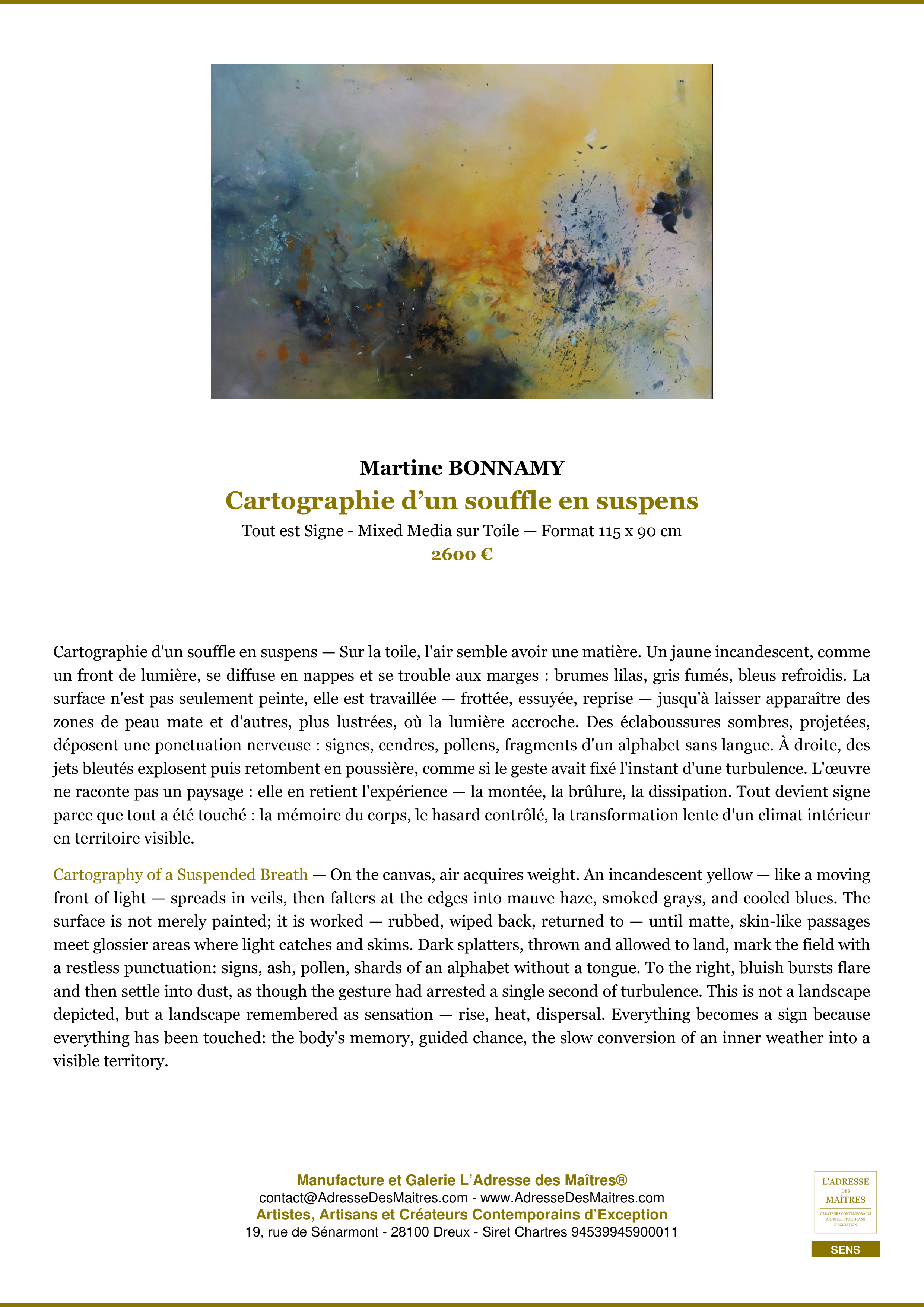 Fiche Premium — Cartographie d’un souffle en suspens — Martine BONNAMY — L'Adresse des Maîtres®