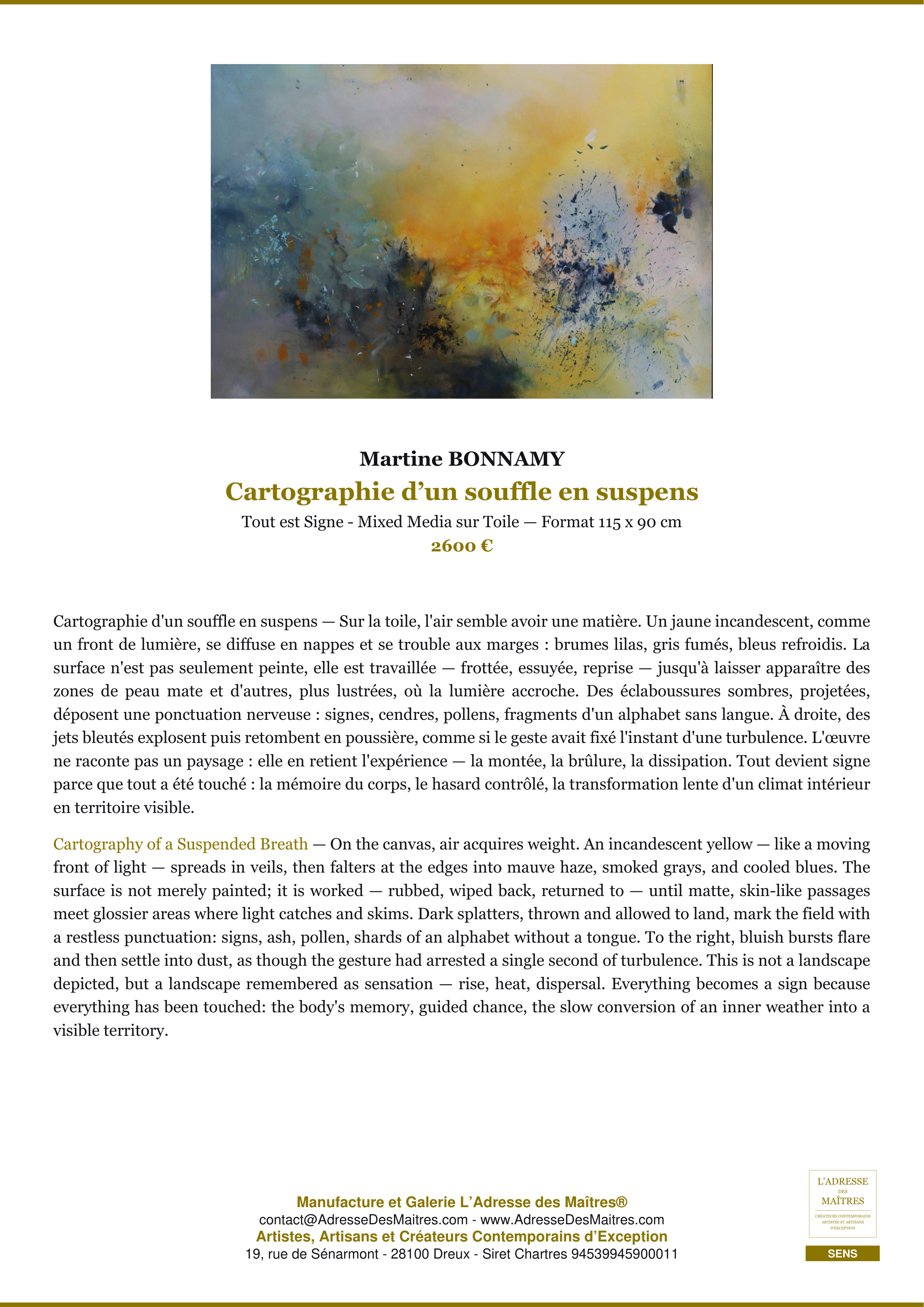 Fiche Premium — Cartographie d’un souffle en suspens — Martine BONNAMY — L'Adresse des Maîtres®