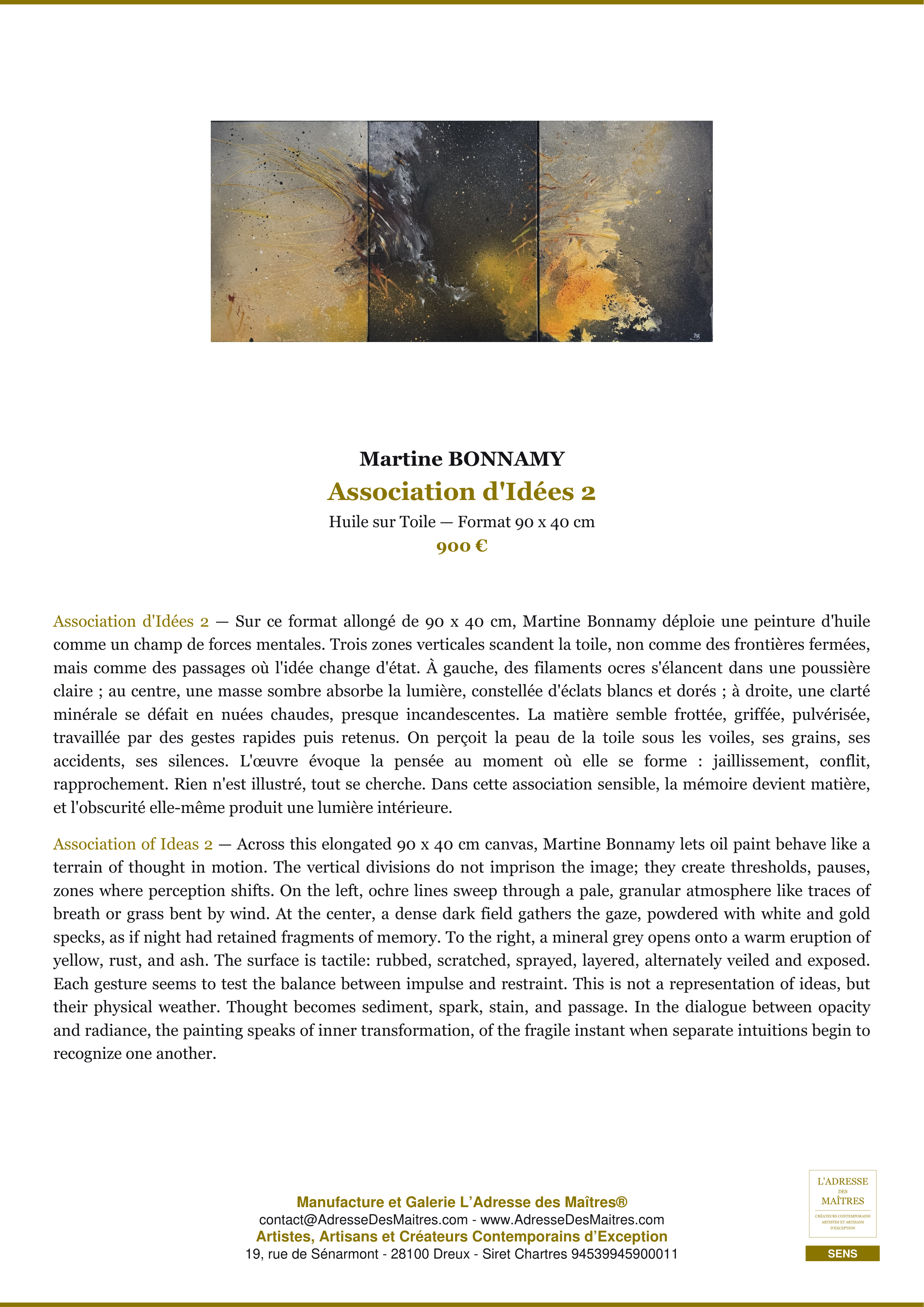Fiche Premium — Association d'Idées 2 — Martine BONNAMY — L'Adresse des Maîtres®