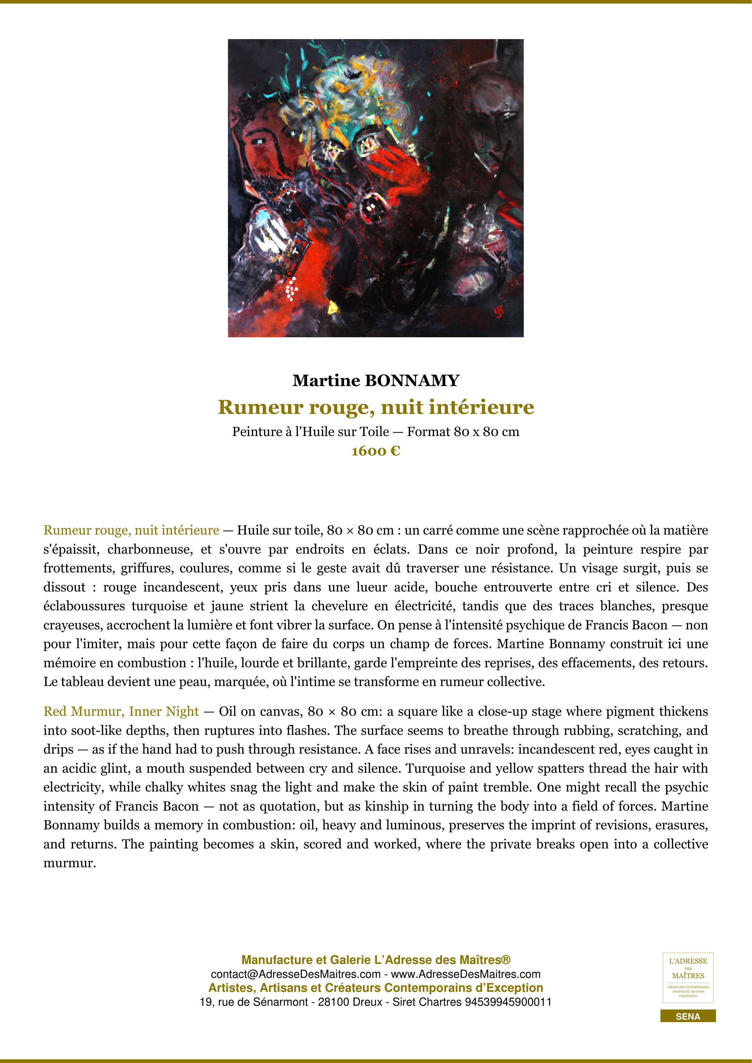 Fiche Premium — Rumeur rouge, nuit intérieure — Martine BONNAMY — L'Adresse des Maîtres®