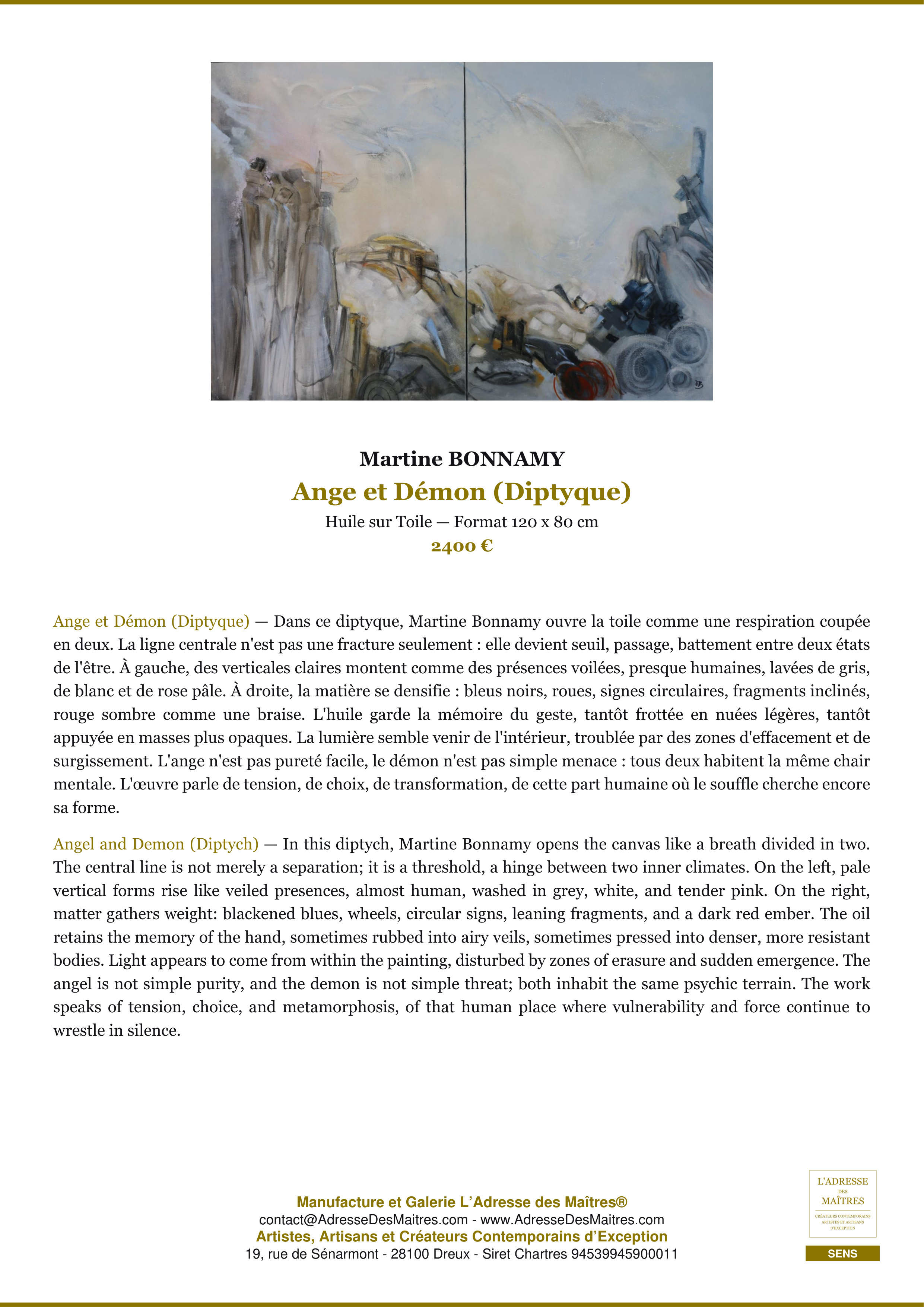 Fiche Premium — Ange et Démon (Diptyque) — Martine BONNAMY — L'Adresse des Maîtres®