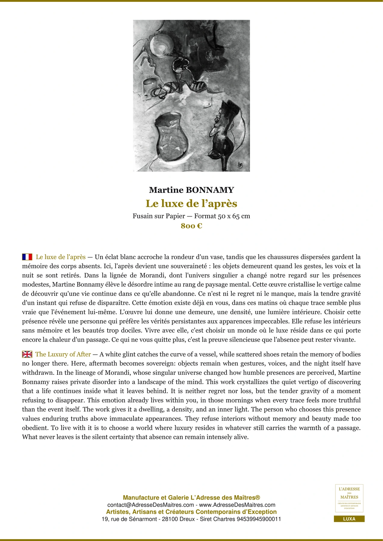 Fiche Premium - Le luxe de l’après - Martine BONNAMY - L'Adresse des Maîtres®