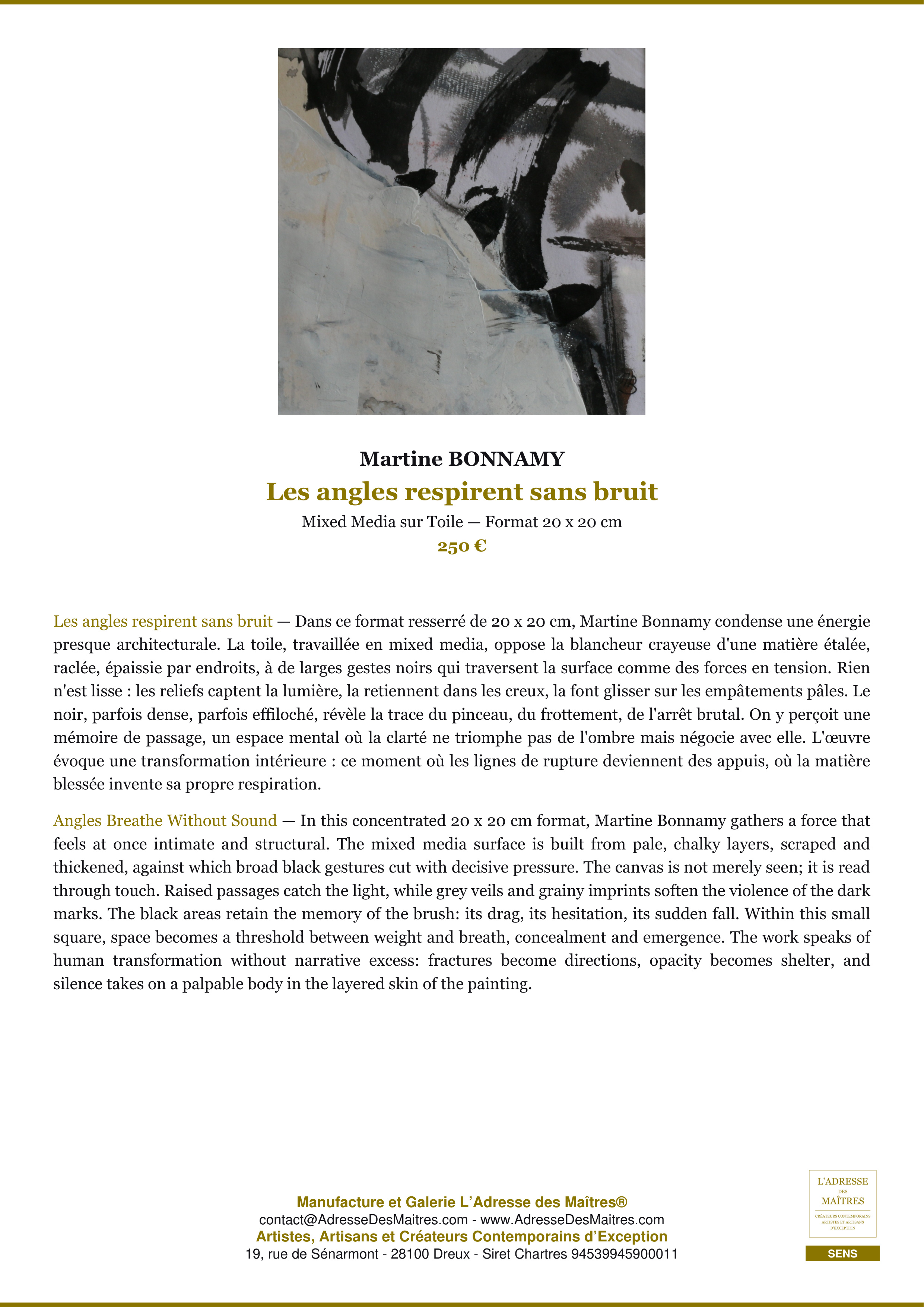 Fiche Premium — Les angles respirent sans bruit — Martine BONNAMY — L'Adresse des Maîtres®
