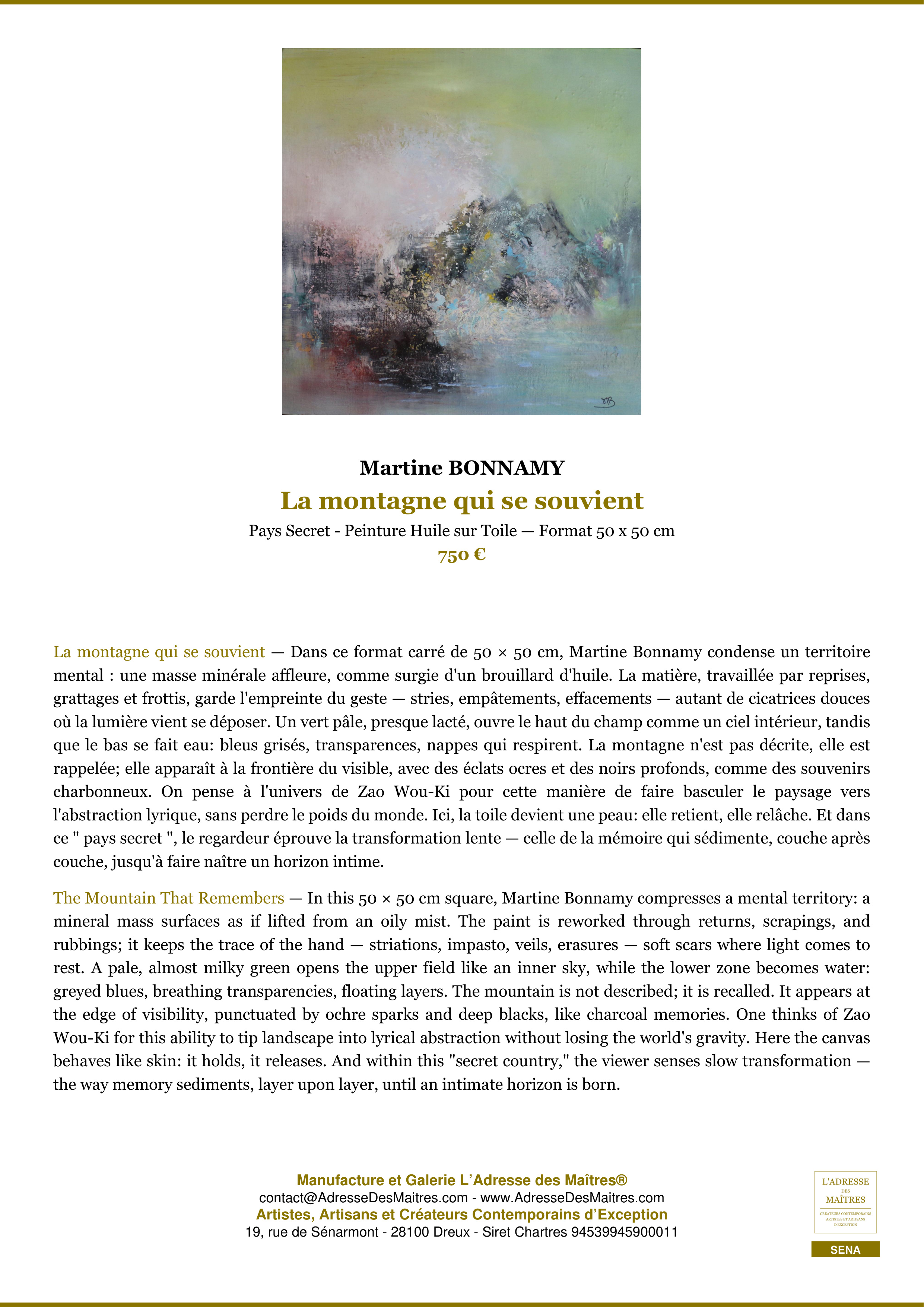 Fiche Premium — La montagne qui se souvient — Martine BONNAMY — L'Adresse des Maîtres®