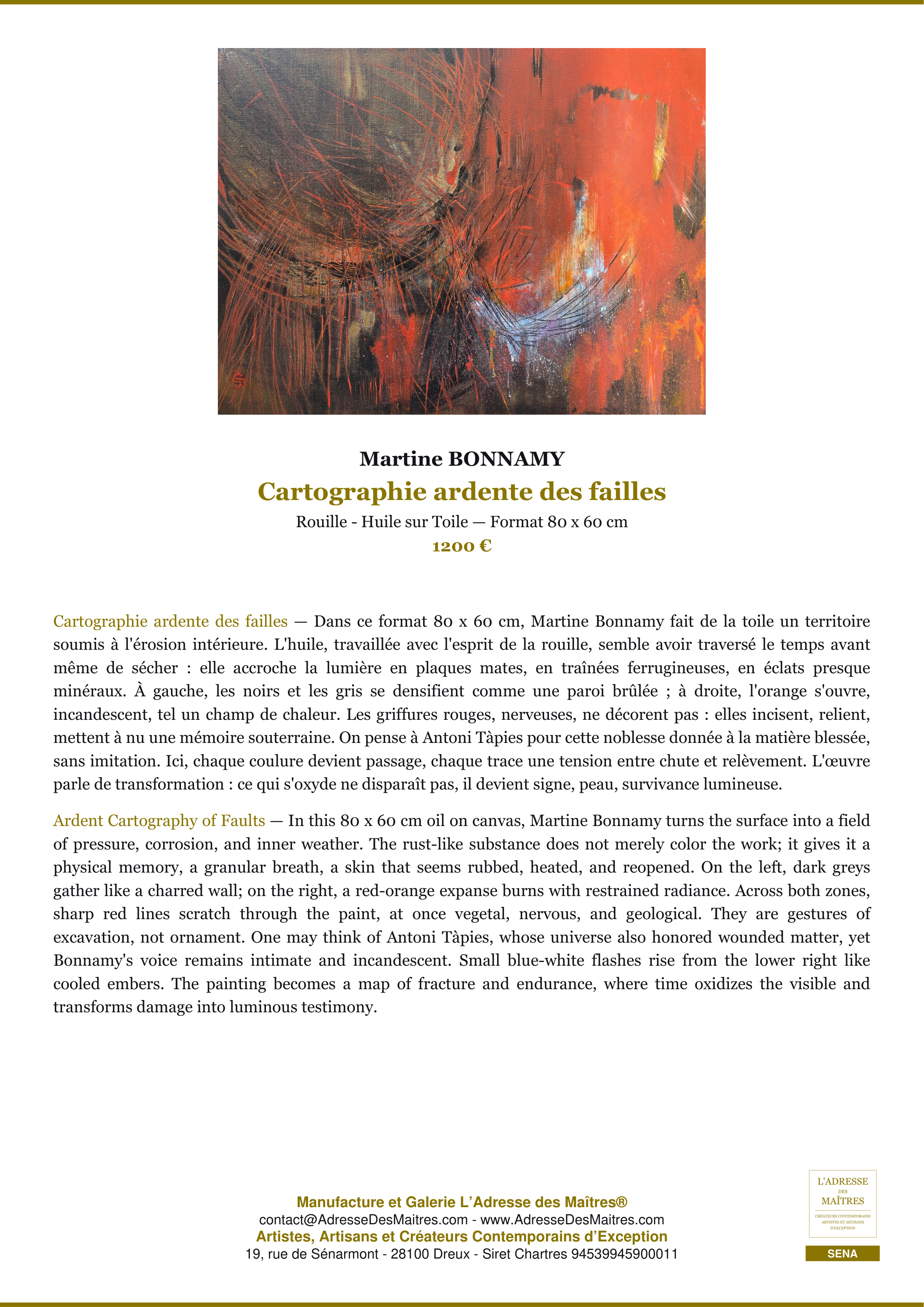 Fiche Premium — Cartographie ardente des failles — Martine BONNAMY — L'Adresse des Maîtres®