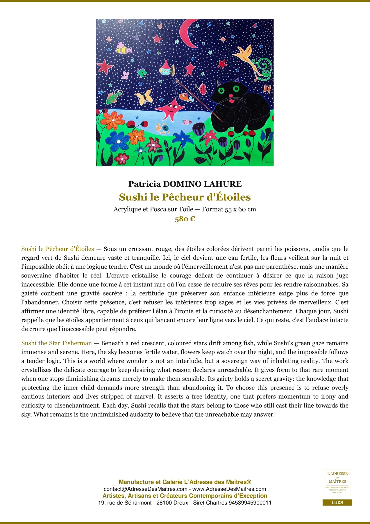 Fiche Premium — Sushi le Pêcheur d'Étoiles — Patricia DOMINO LAHURE — L'Adresse des Maîtres®
