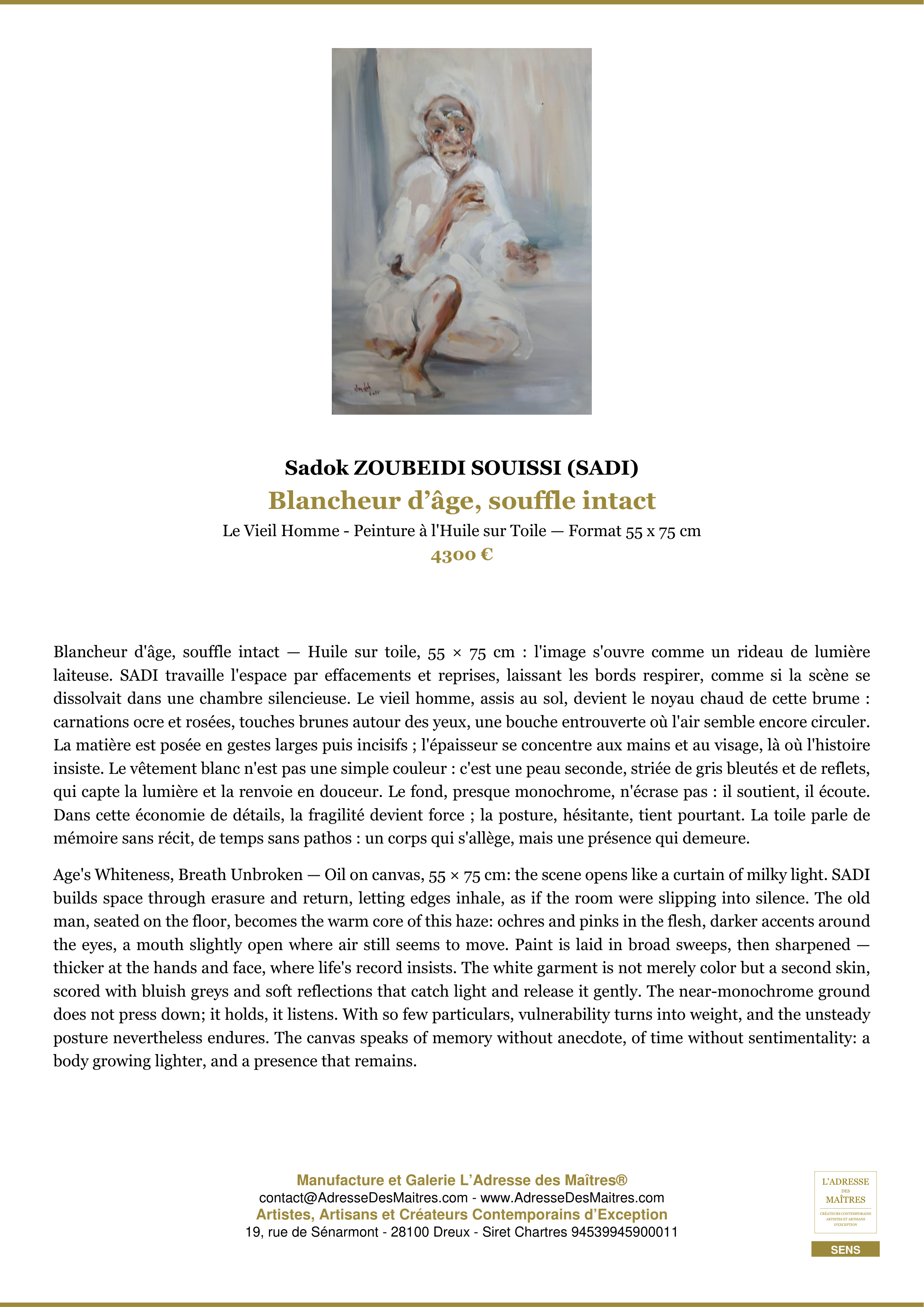 Fiche Premium — Blancheur d’âge, souffle intact — Sadok ZOUBEIDI SOUISSI (SADI) — L'Adresse des Maîtres®