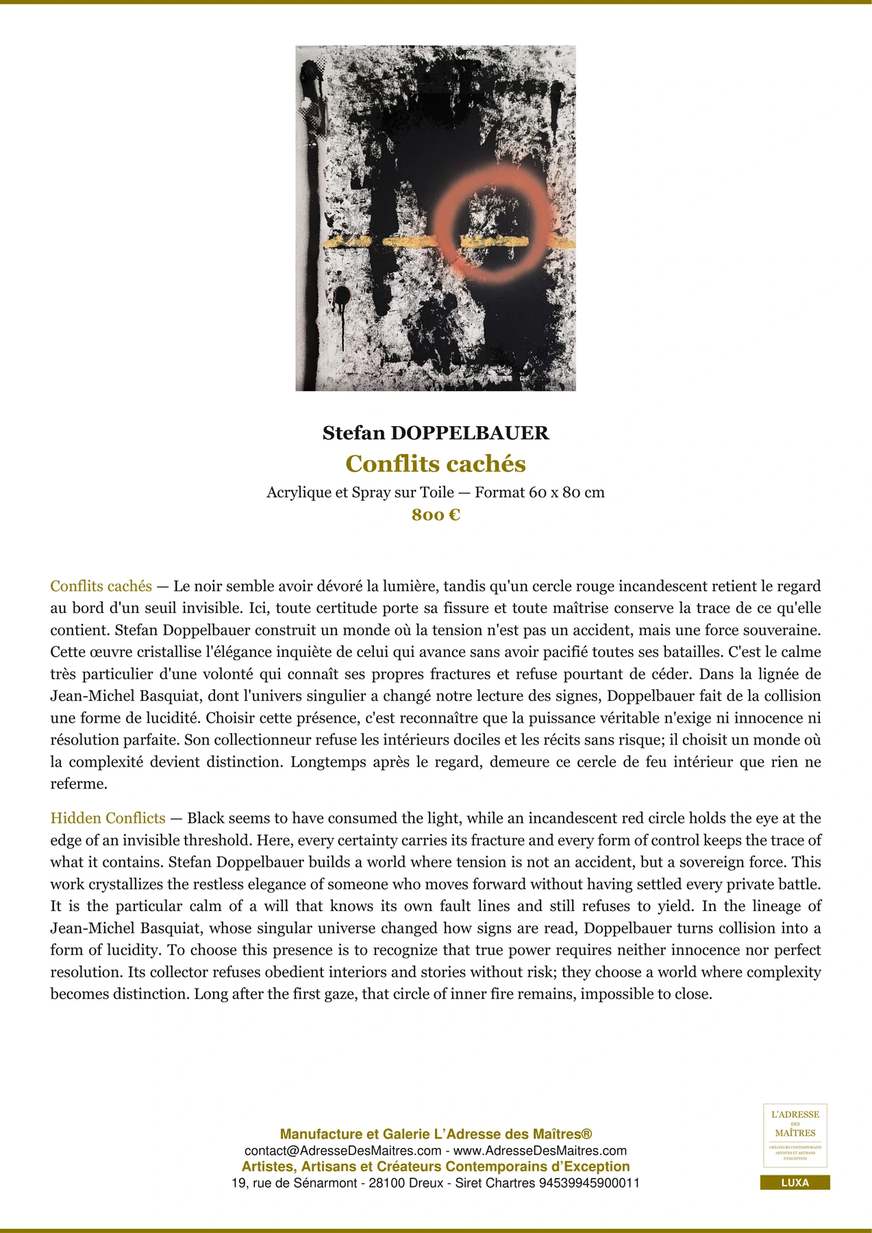 Fiche Premium — Conflits cachés — Stefan DOPPELBAUER — L'Adresse des Maîtres®