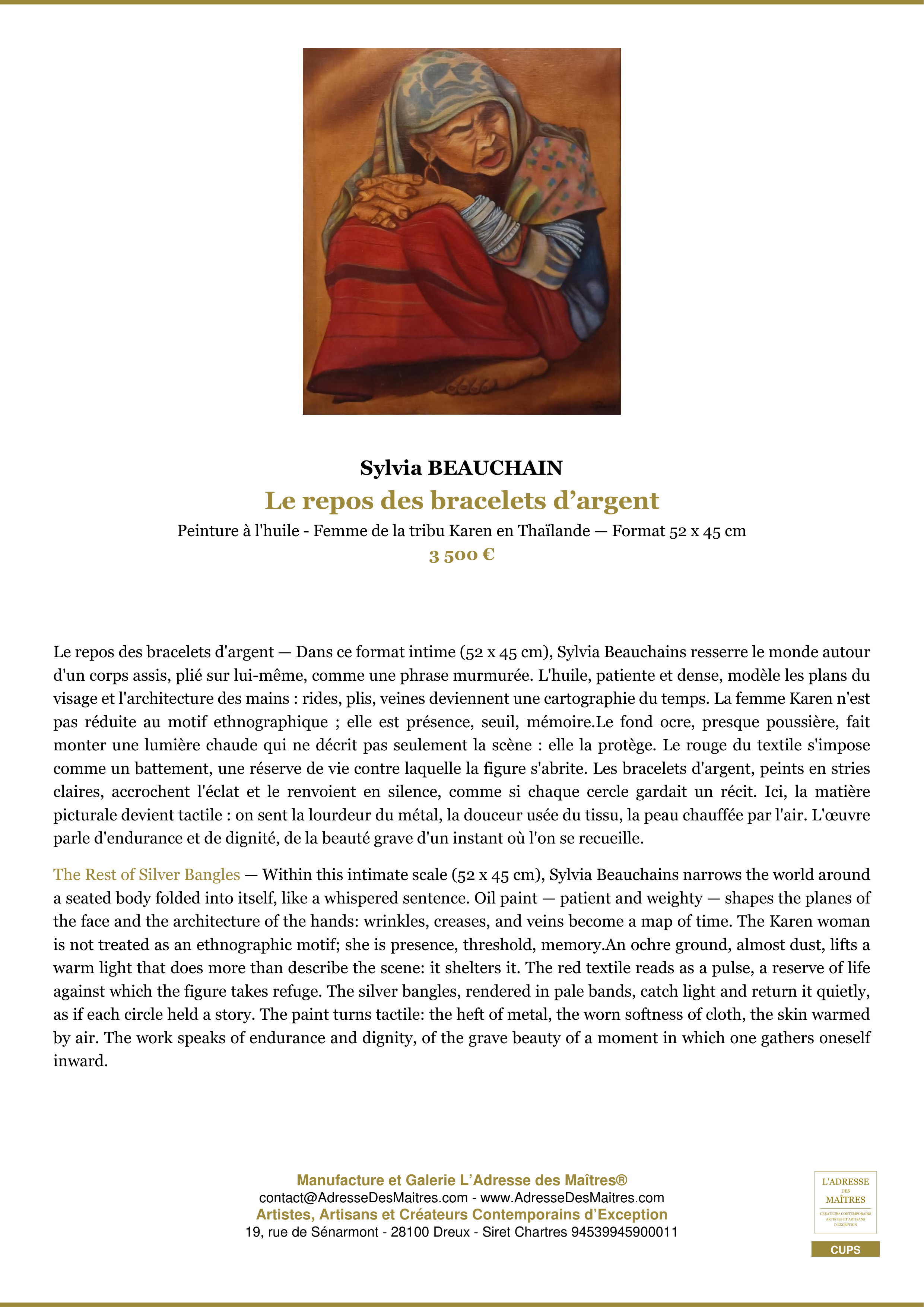 Fiche Premium — Le repos des bracelets d’argent — Sylvia BEAUCHAIN — L'Adresse des Maîtres®