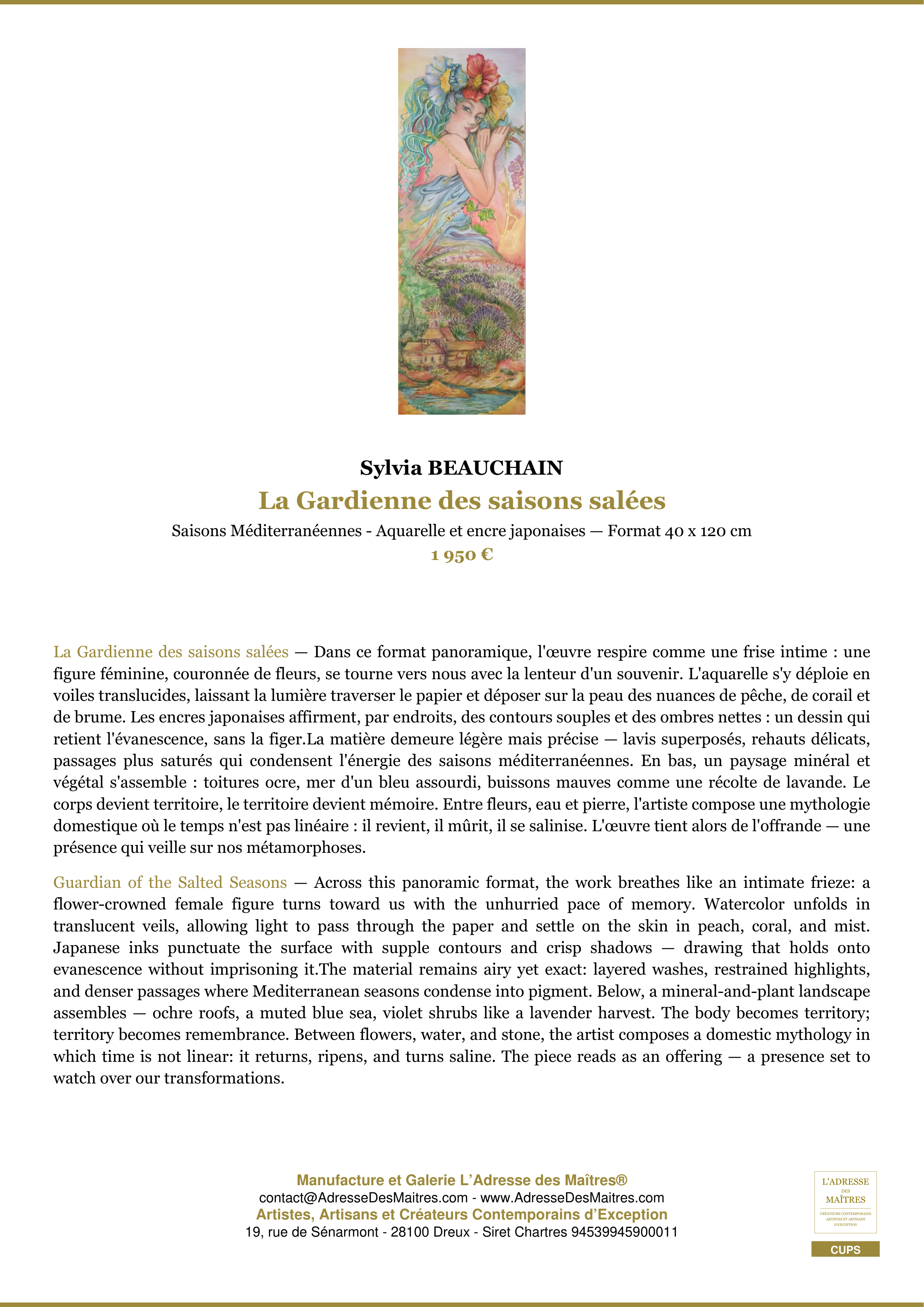 Fiche Premium — La Gardienne des saisons salées — Sylvia BEAUCHAIN — L'Adresse des Maîtres®