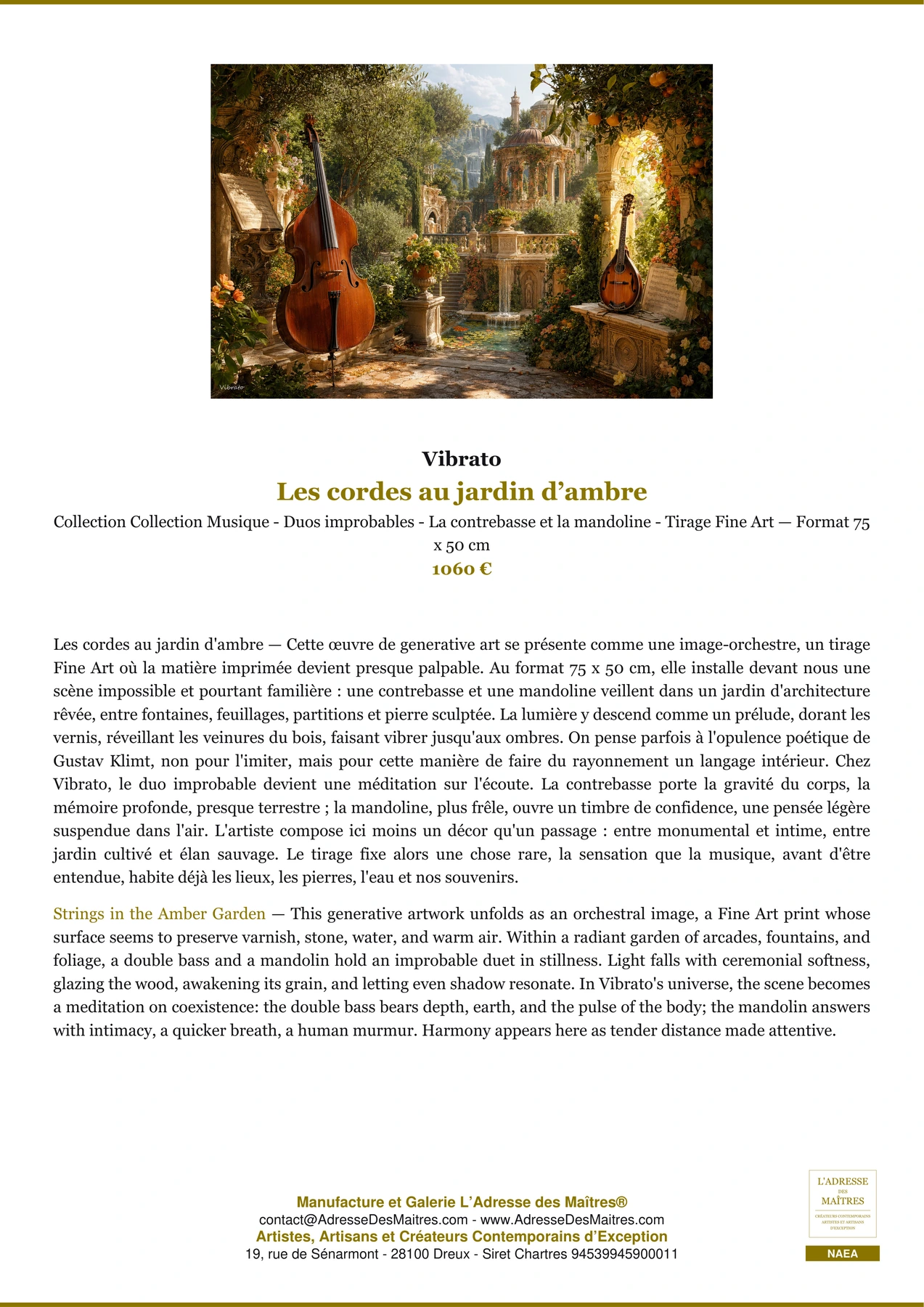 Fiche Premium - Les cordes au jardin d’ambre - Vibrato - L'Adresse des Maîtres®