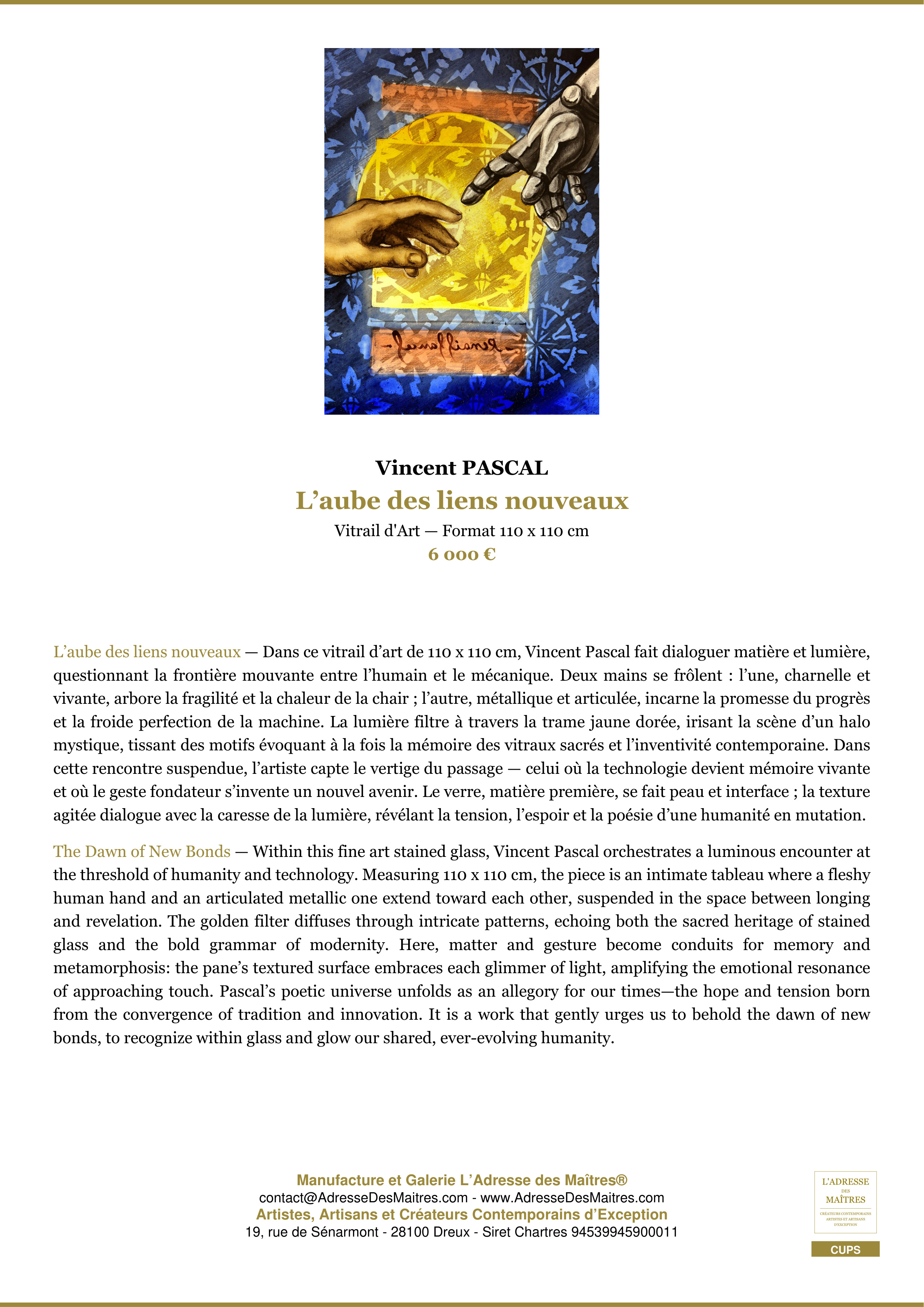 Fiche Premium — L’aube des liens nouveaux — Vincent PASCAL — L'Adresse des Maîtres®